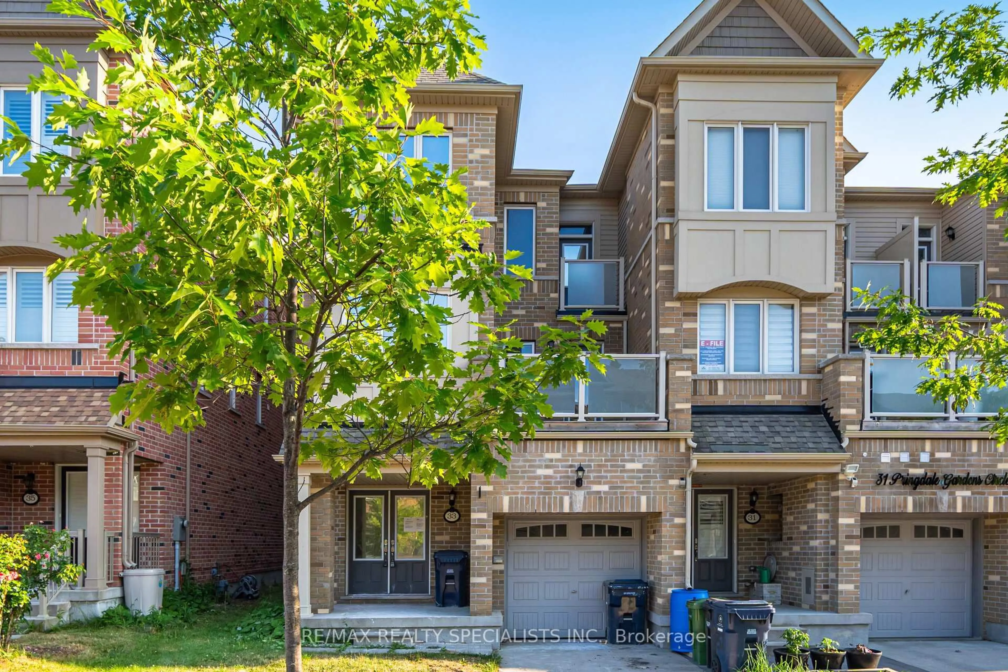 Home with brick exterior material, street for 33 Pringdale Gardens Circ, Toronto Ontario M1J 0A8