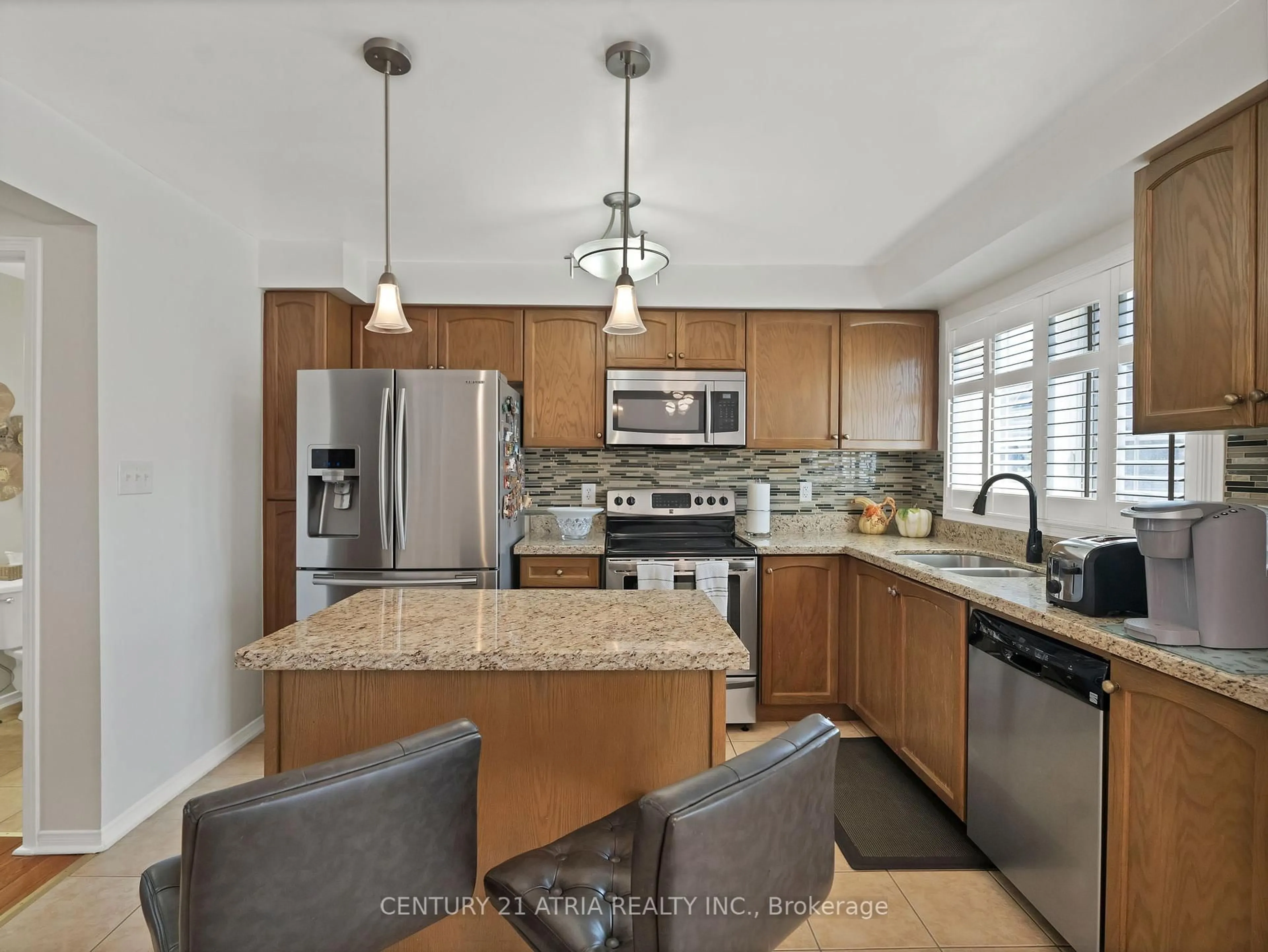 Open concept kitchen, ceramic/tile floor for 116 Barnham St, Ajax Ontario L1Z 0K7