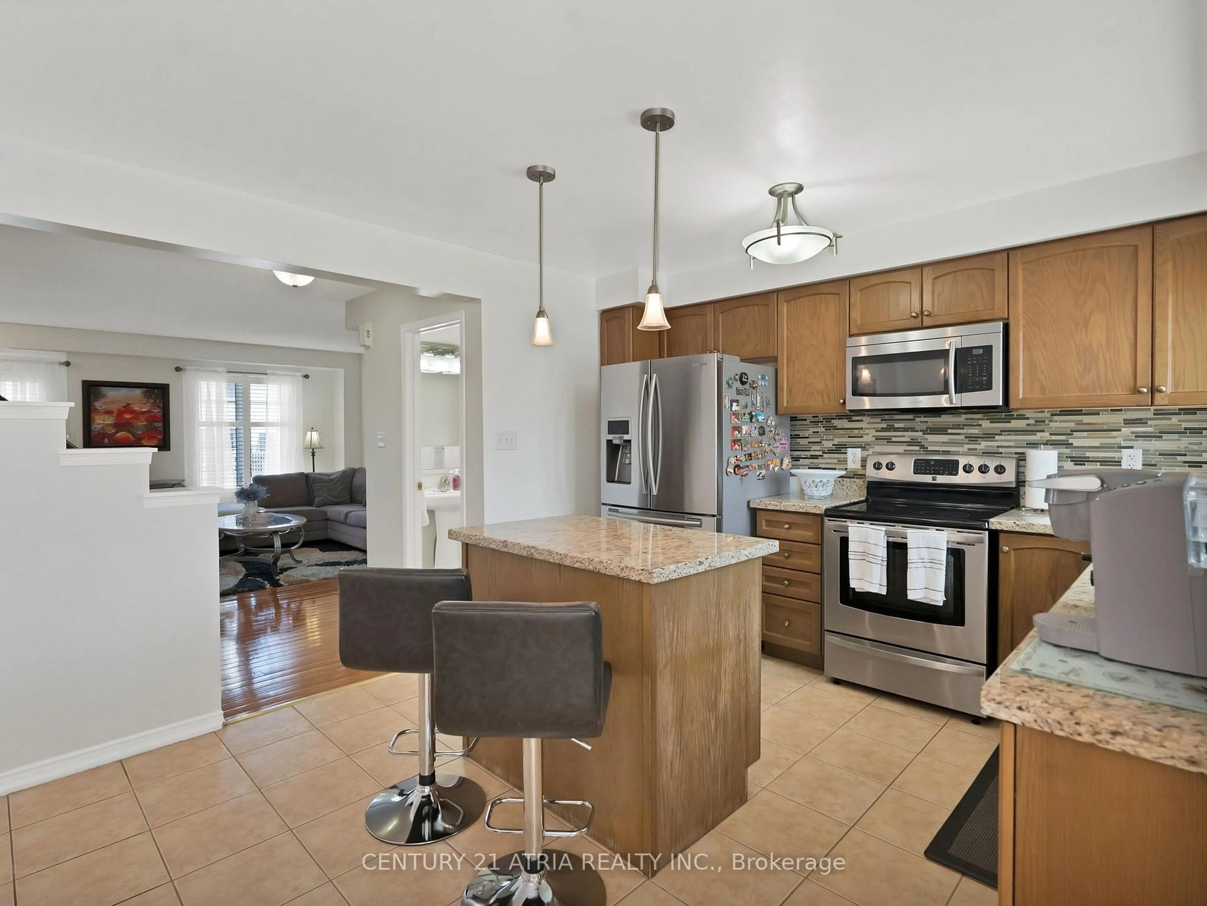 Open concept kitchen, ceramic/tile floor for 116 Barnham St, Ajax Ontario L1Z 0K7