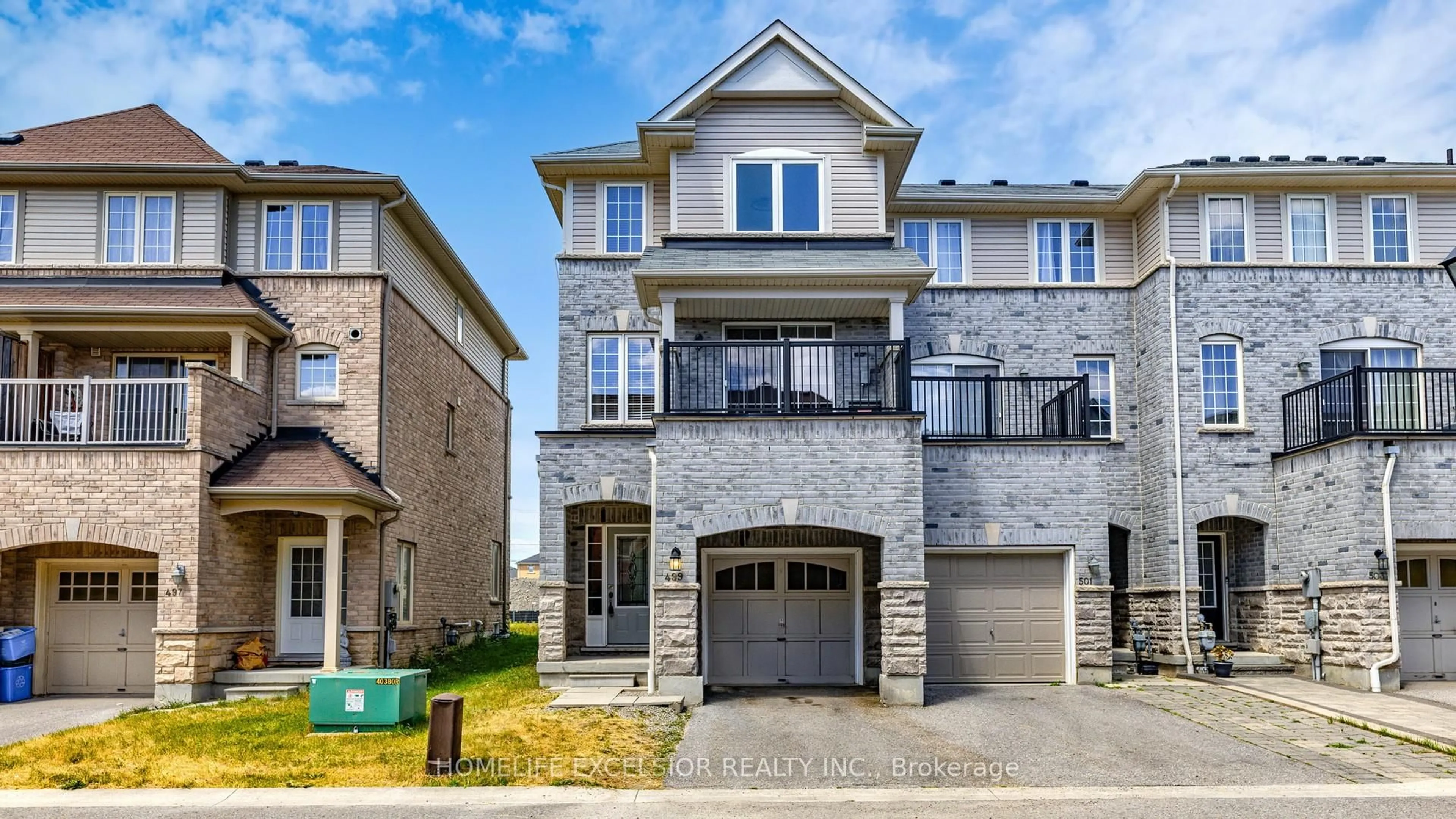 Home with brick exterior material, street for 499 Rossland Rd, Ajax Ontario L1Z 0K8