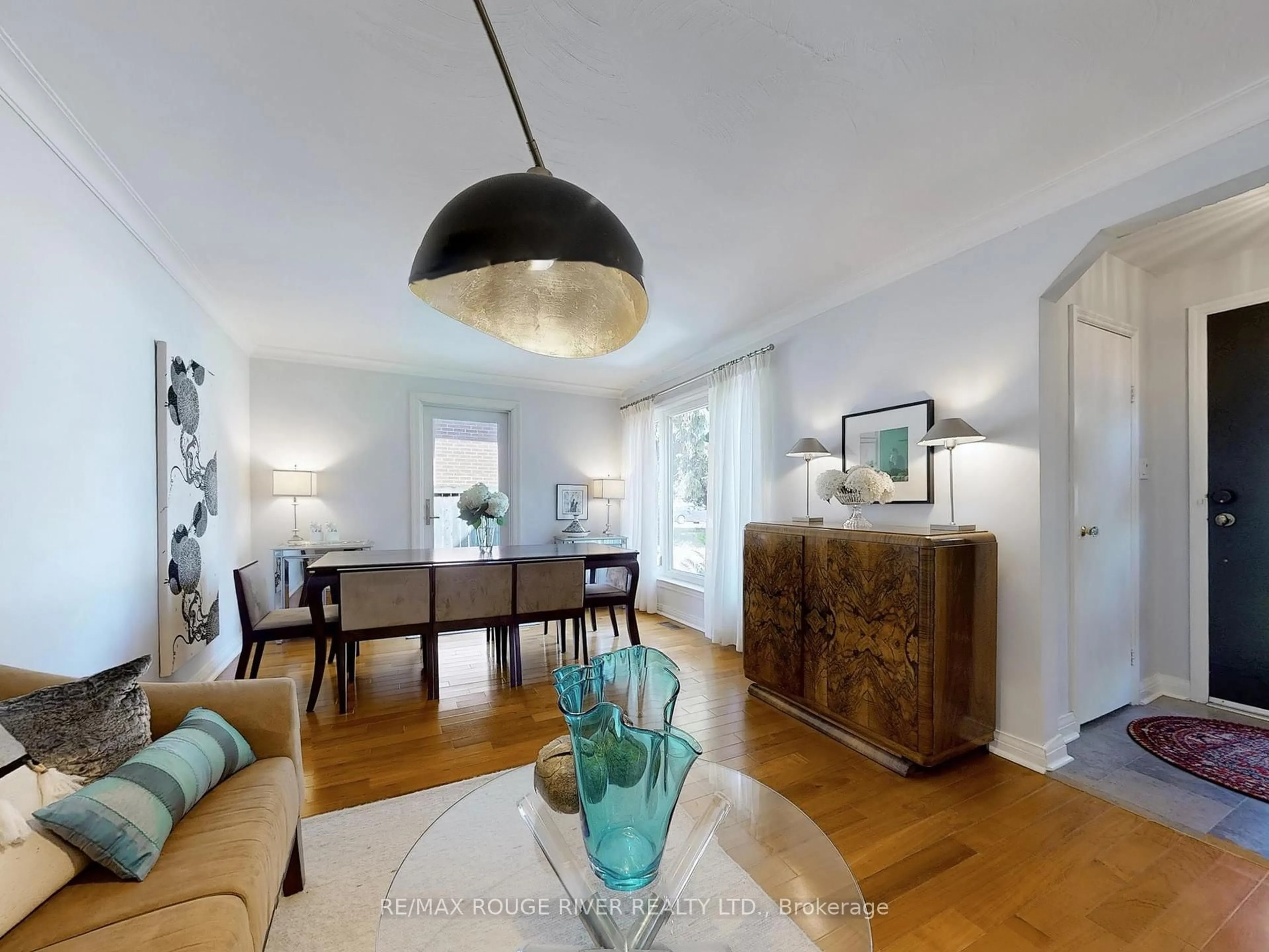 Dining room, wood/laminate floor for 15 White Ave, Toronto Ontario M1C 1P1