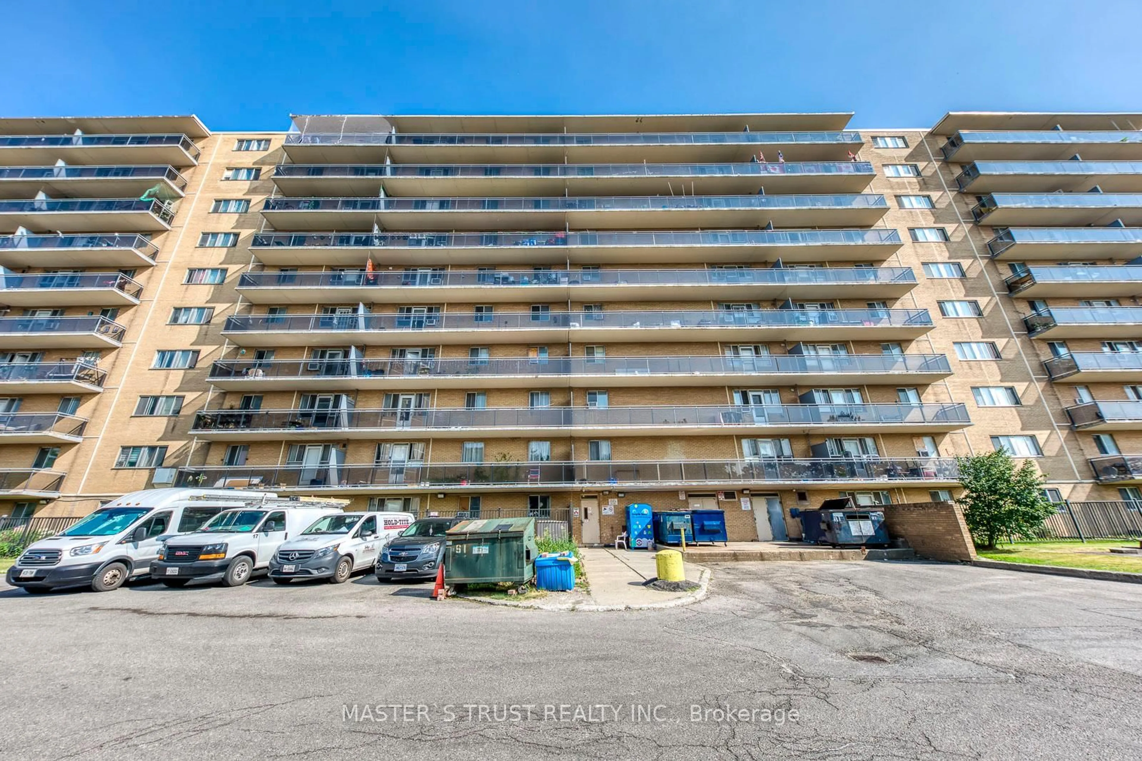 A pic from outside/outdoor area/front of a property/back of a property/a pic from drone, street for 100 Dundalk Dr #214, Toronto Ontario M1P 4V2