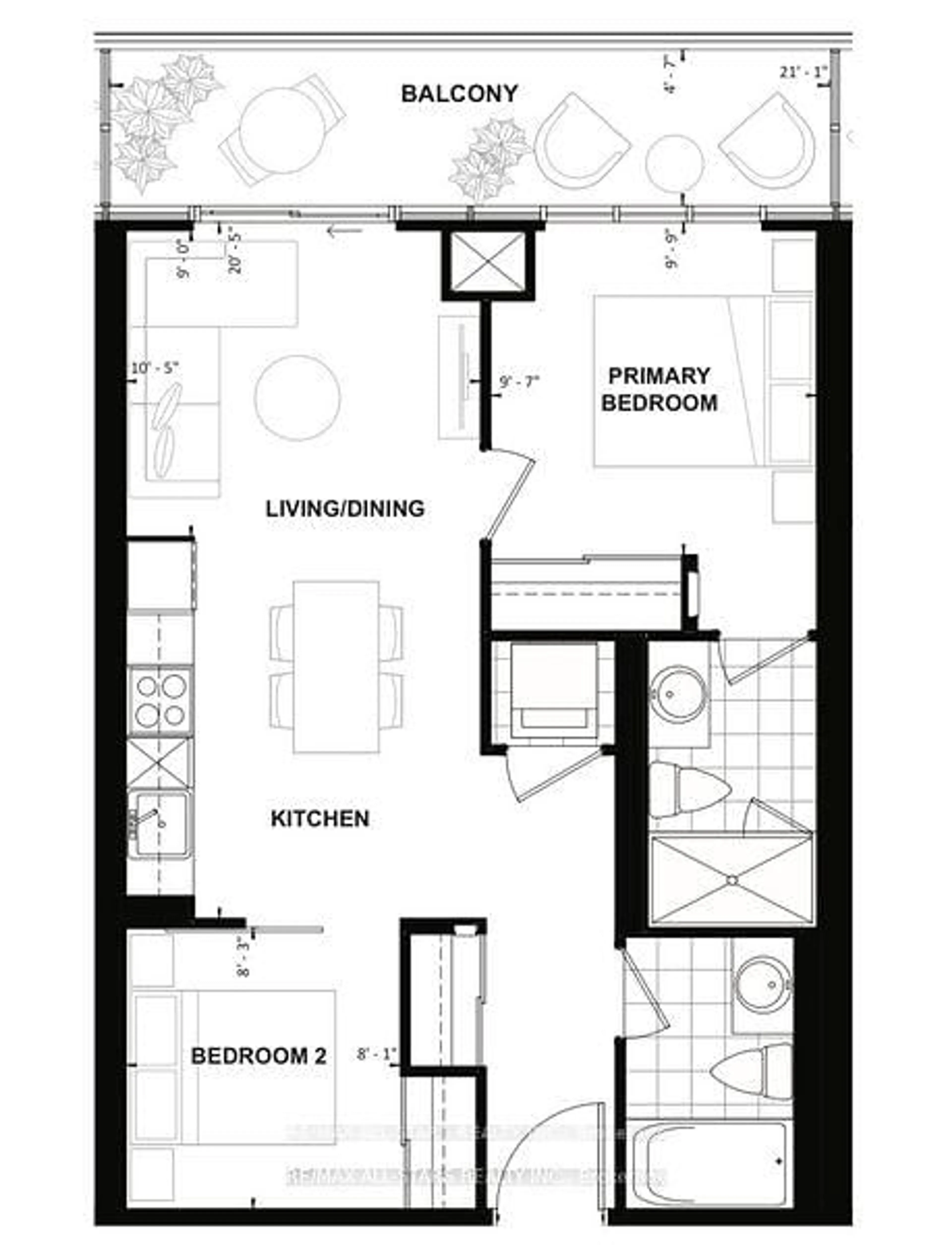 Floor plan for 2550 Simcoe St #214, Oshawa Ontario L1L 0R5