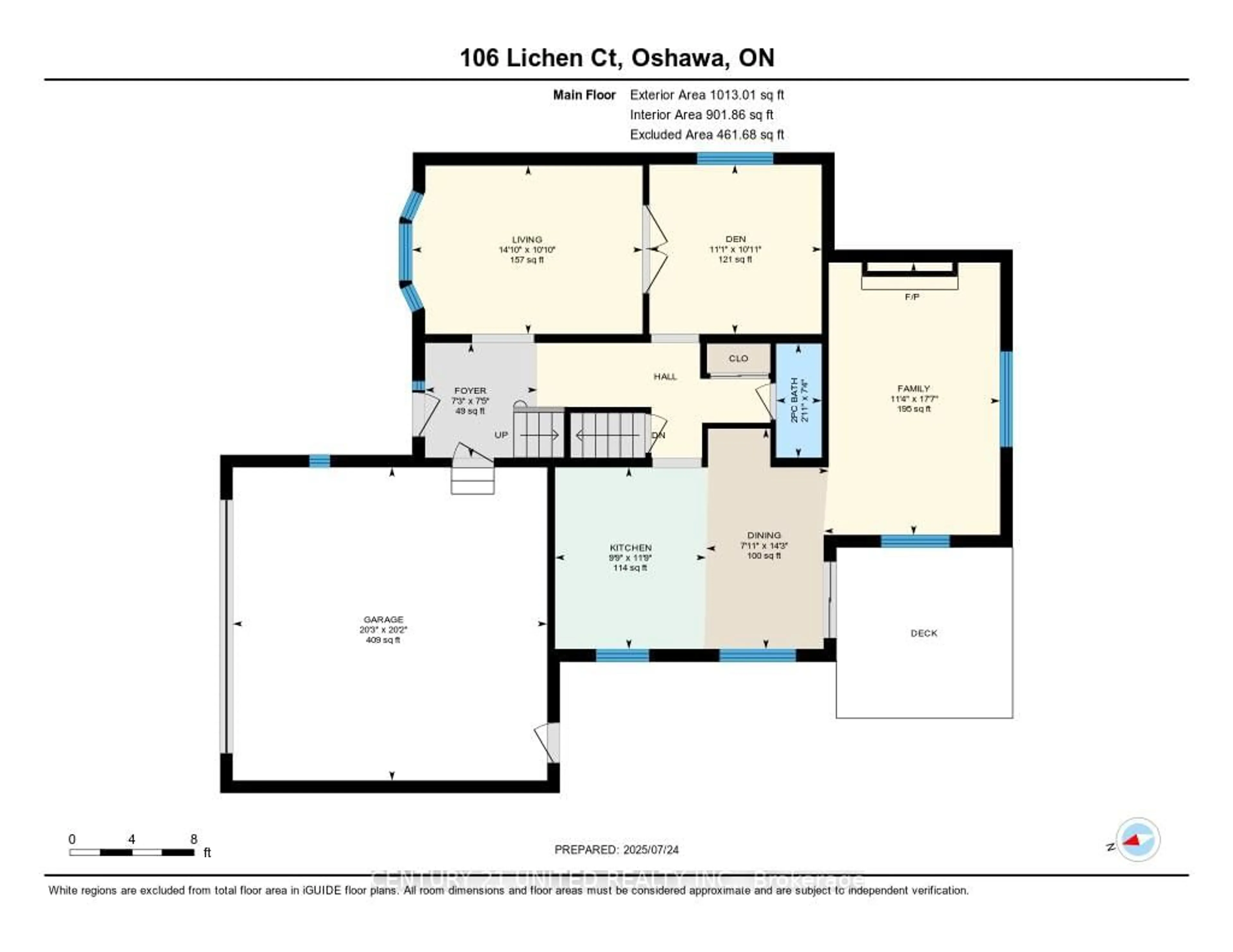 Floor plan for 106 Lichen Crt, Oshawa Ontario L1J 7Y2