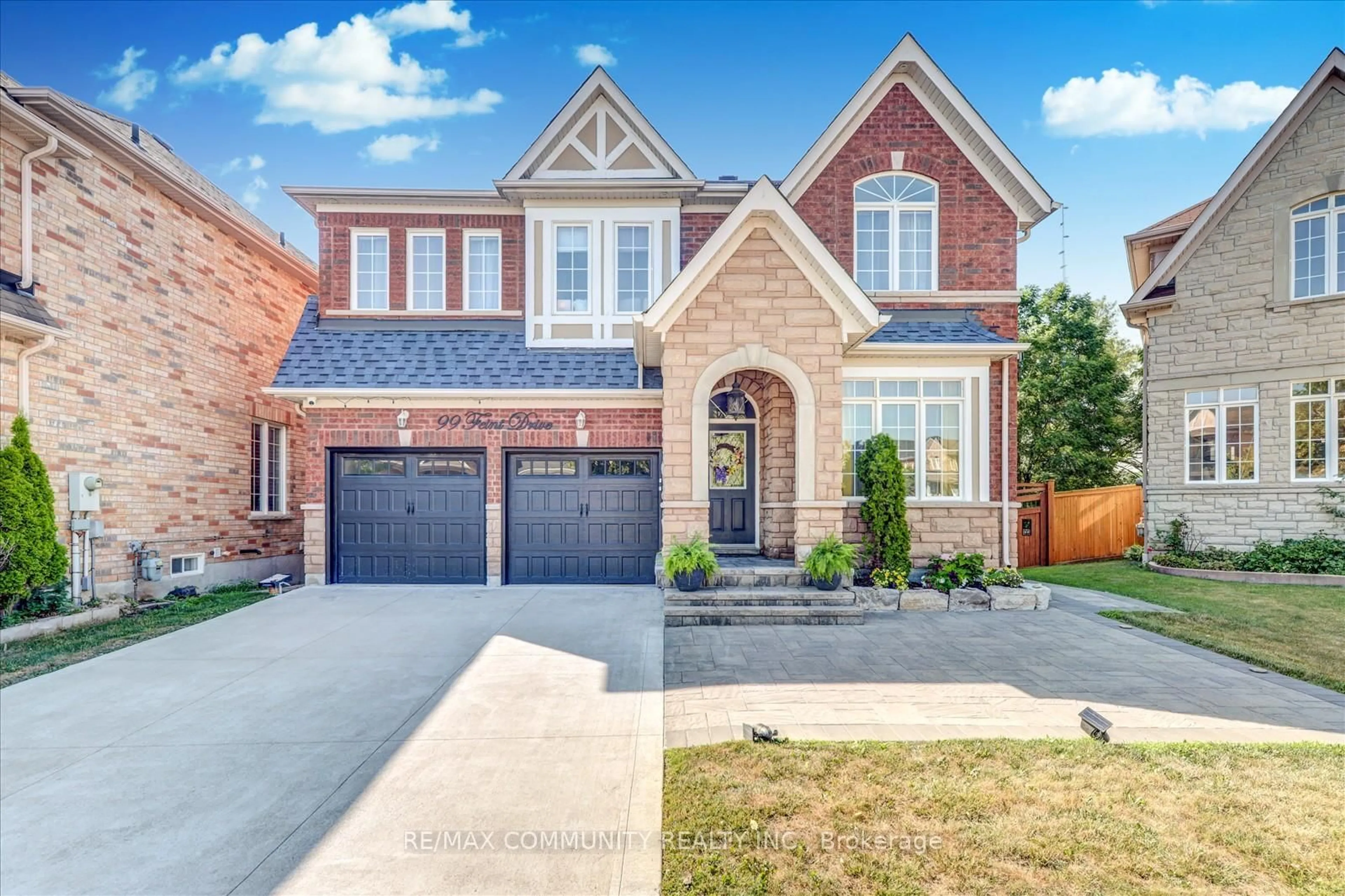 Home with brick exterior material, street for 99 Feint Dr, Ajax Ontario L1T 0E7