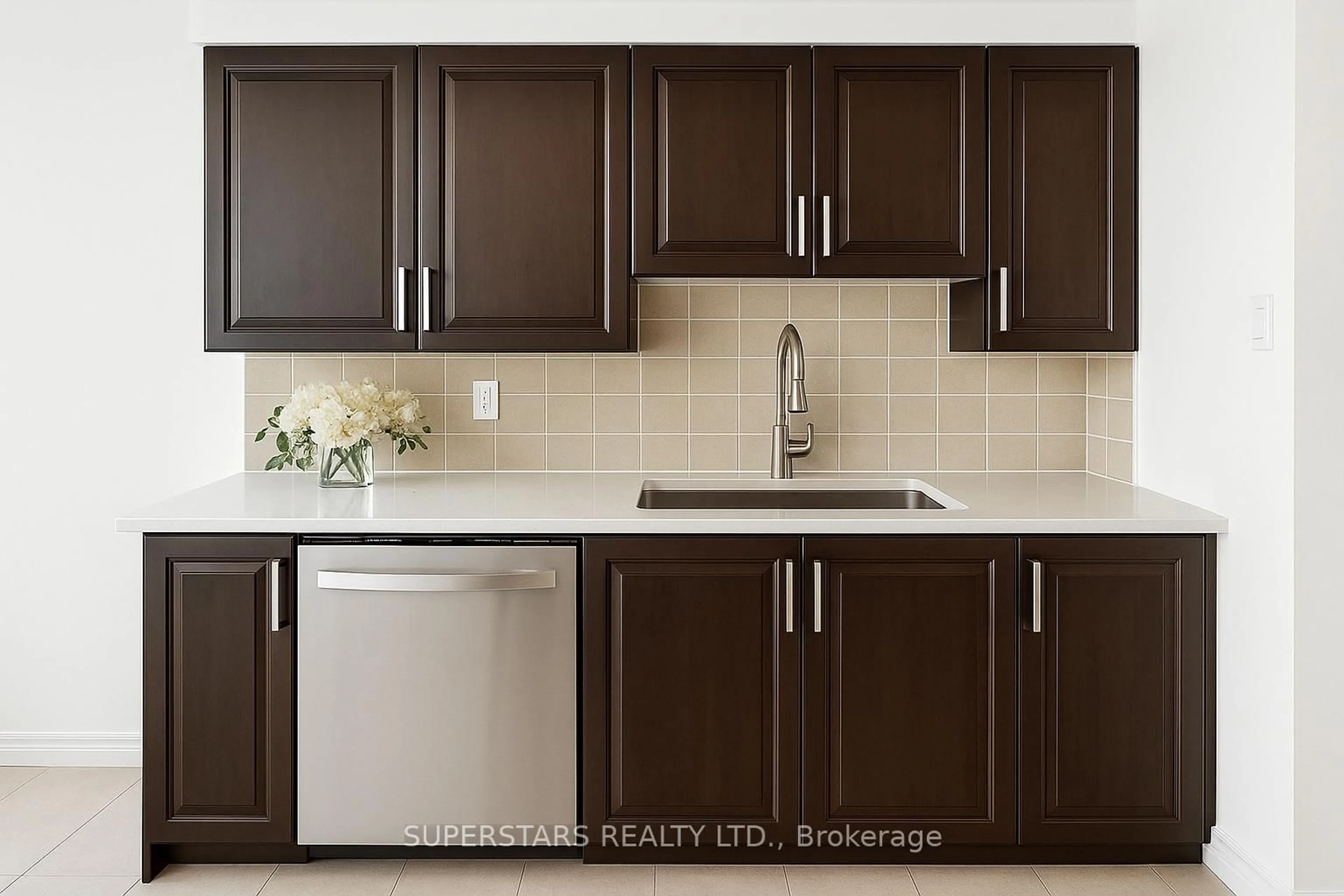 Standard kitchen, ceramic/tile floor for 300 Alton Towers Circ #408, Toronto Ontario M1V 4X9