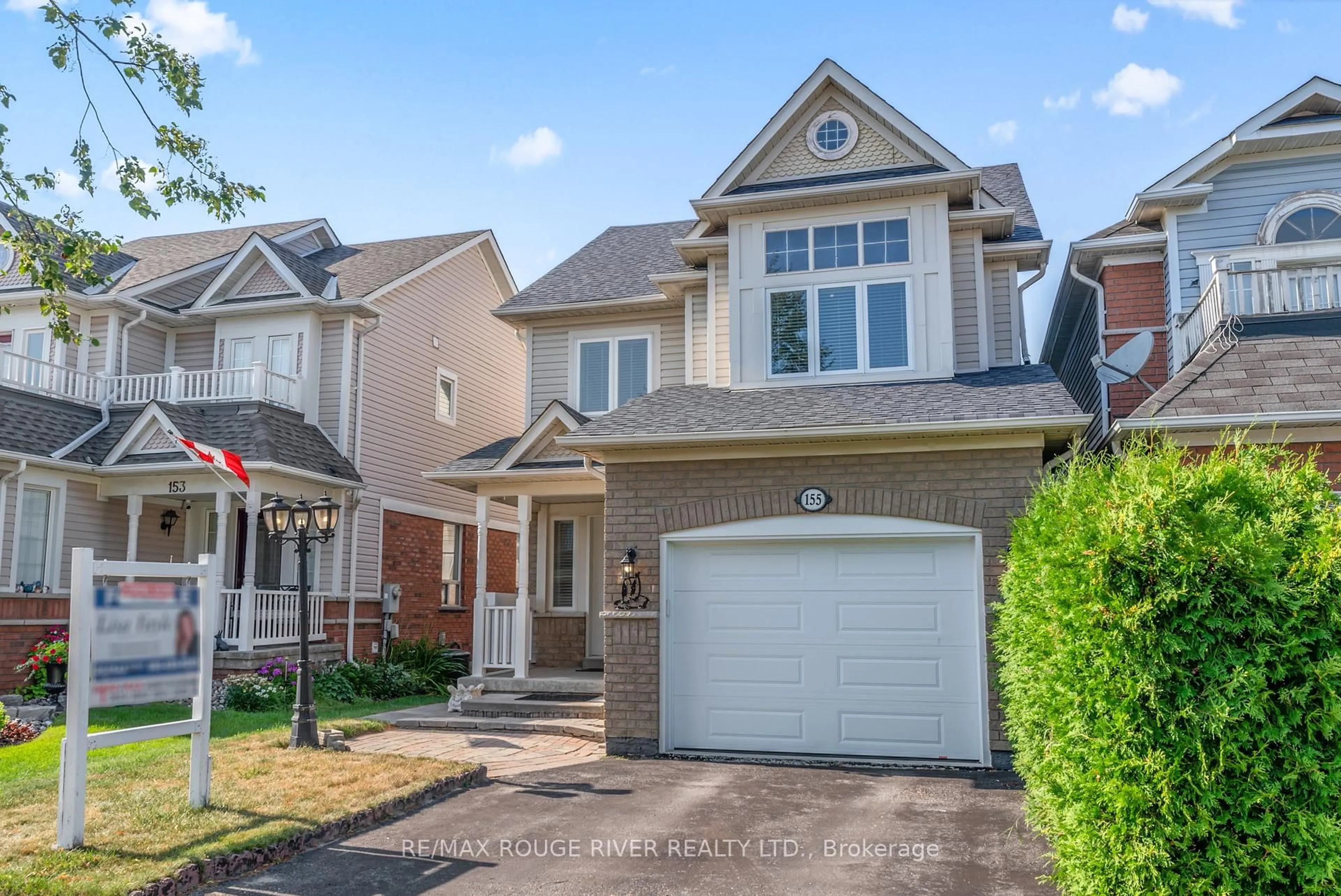 Home with vinyl exterior material, street for 155 Bourbon Pl, Whitby Ontario L1R 3C6