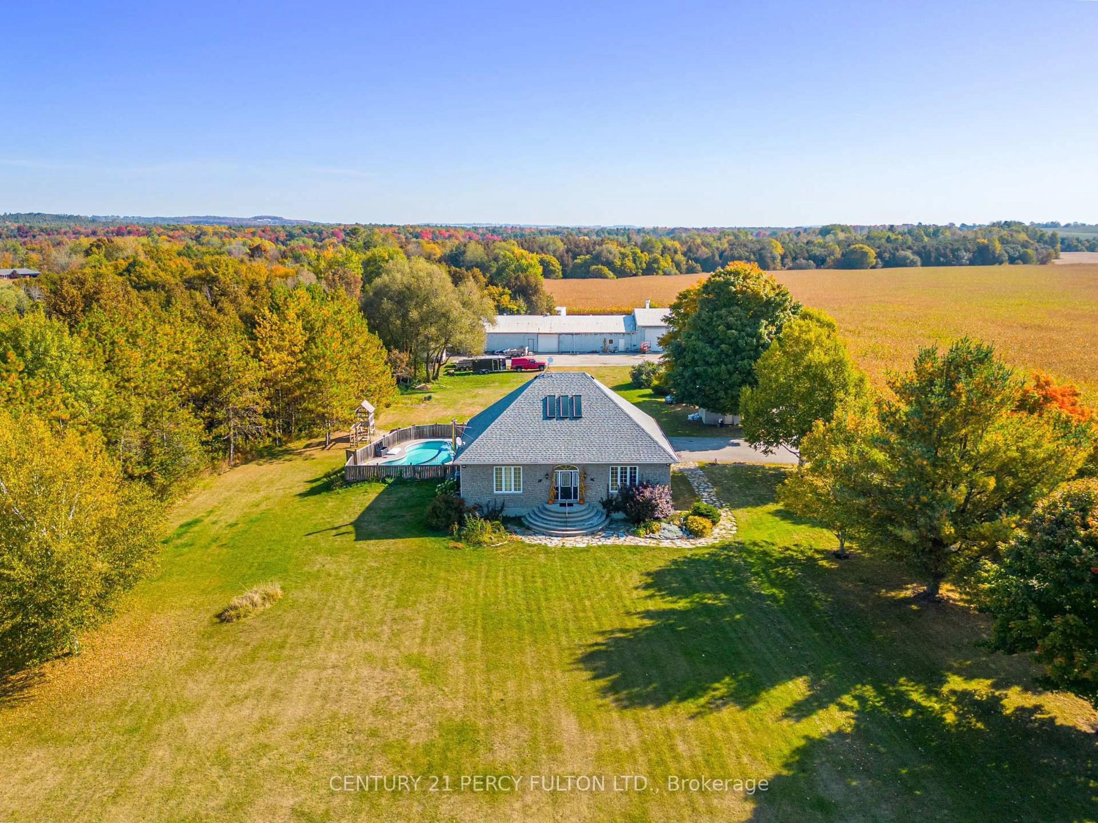 A pic from outside/outdoor area/front of a property/back of a property/a pic from drone, water/lake/river/ocean view for 5659 Gilmore Rd, Clarington Ontario L0A 1J0