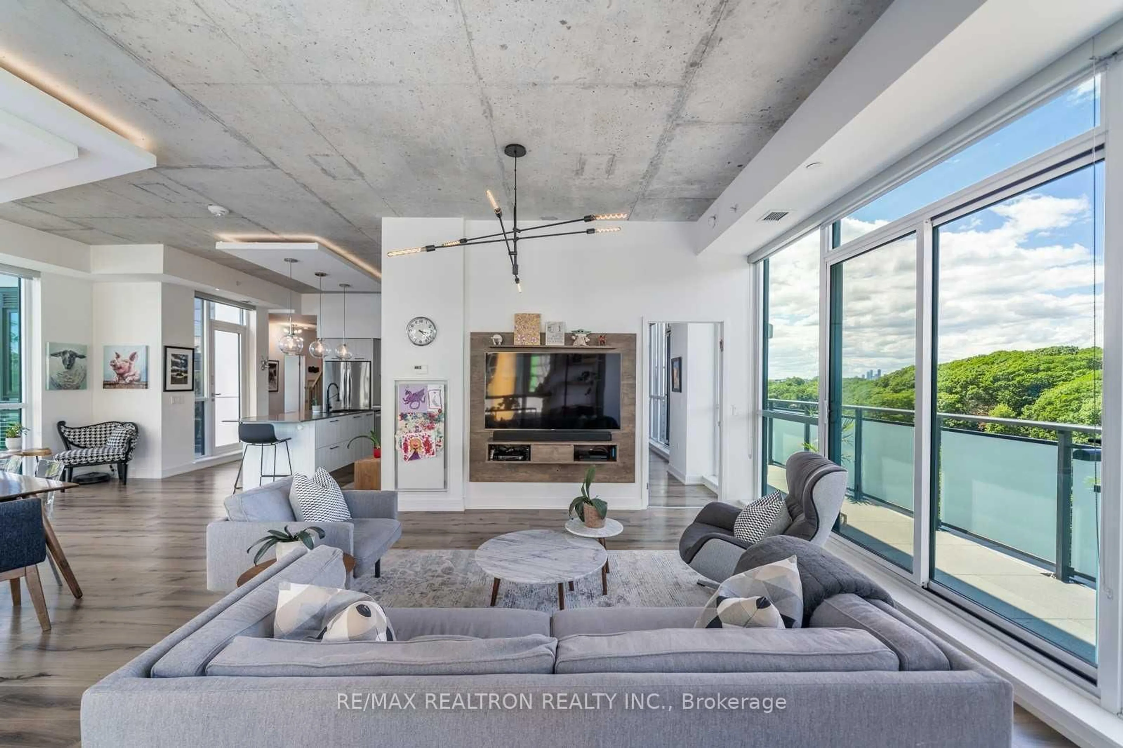 Living room with furniture, cement floor for 630 Kingston Rd #Ph602, Toronto Ontario M4E 1P9