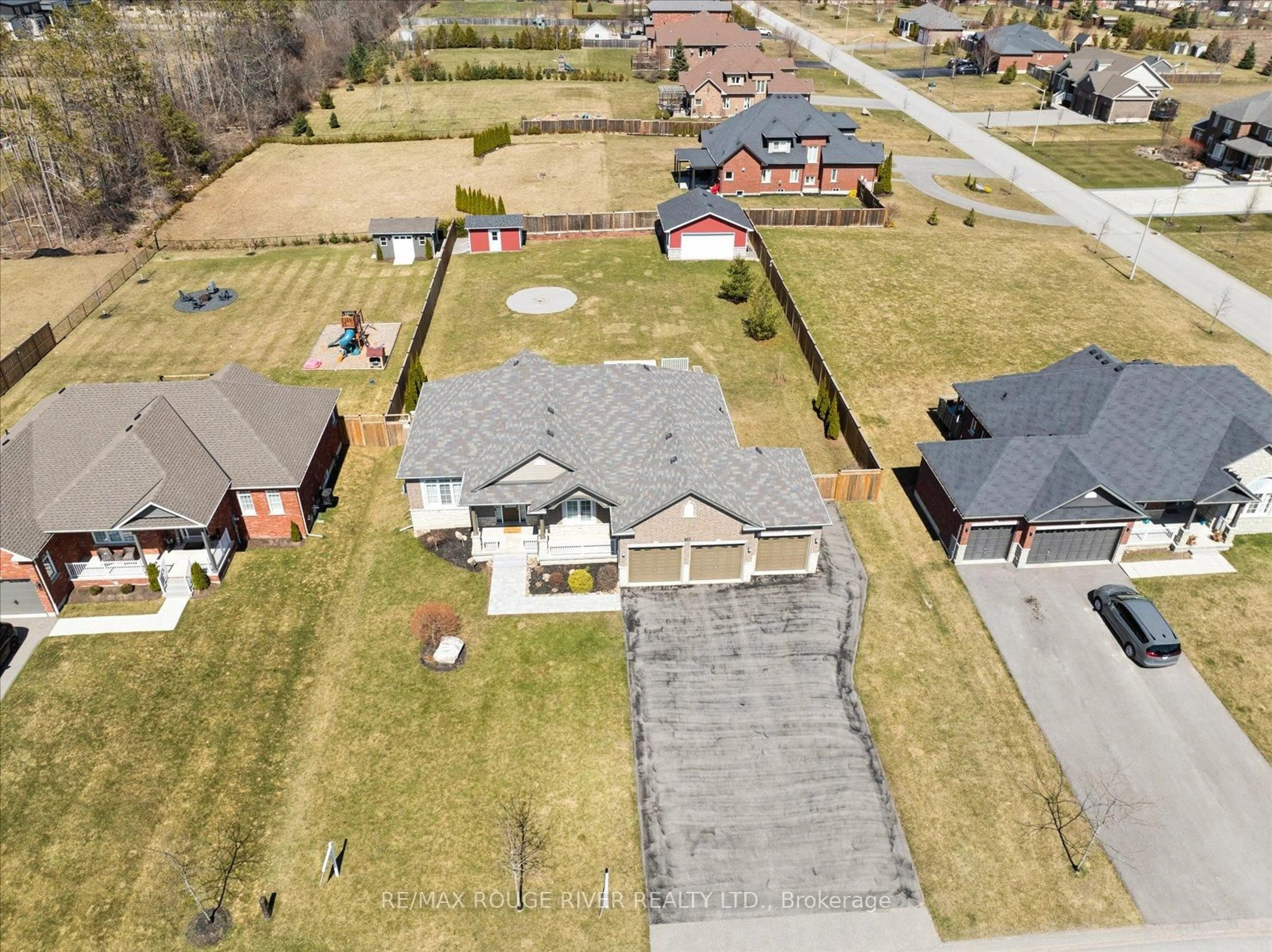 A pic from outside/outdoor area/front of a property/back of a property/a pic from drone, street for 38 Charles Tilley Cres, Clarington Ontario L0A 1J0