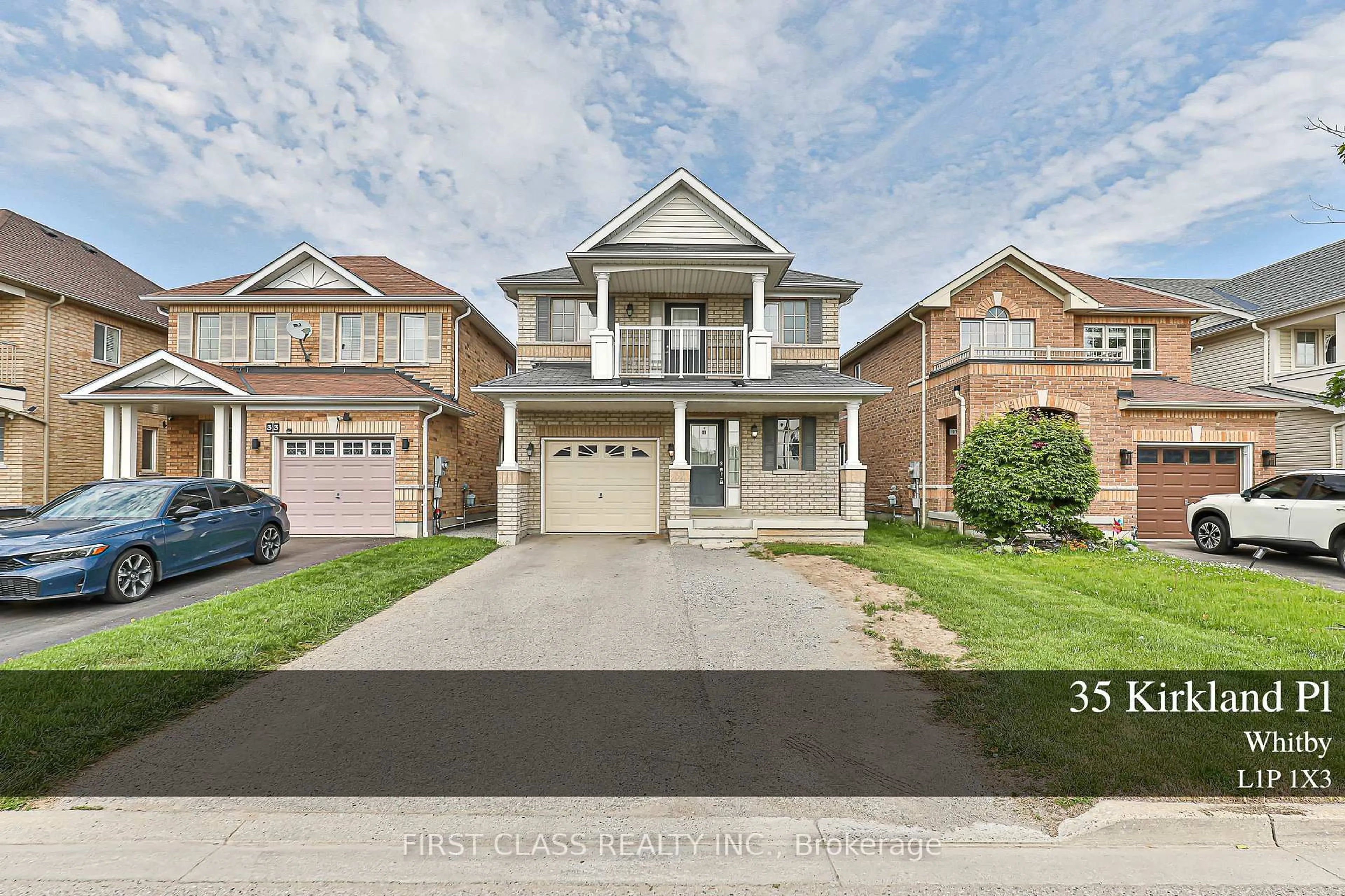 Home with brick exterior material, street for 35 Kirkland Pl, Whitby Ontario L1P 1X3