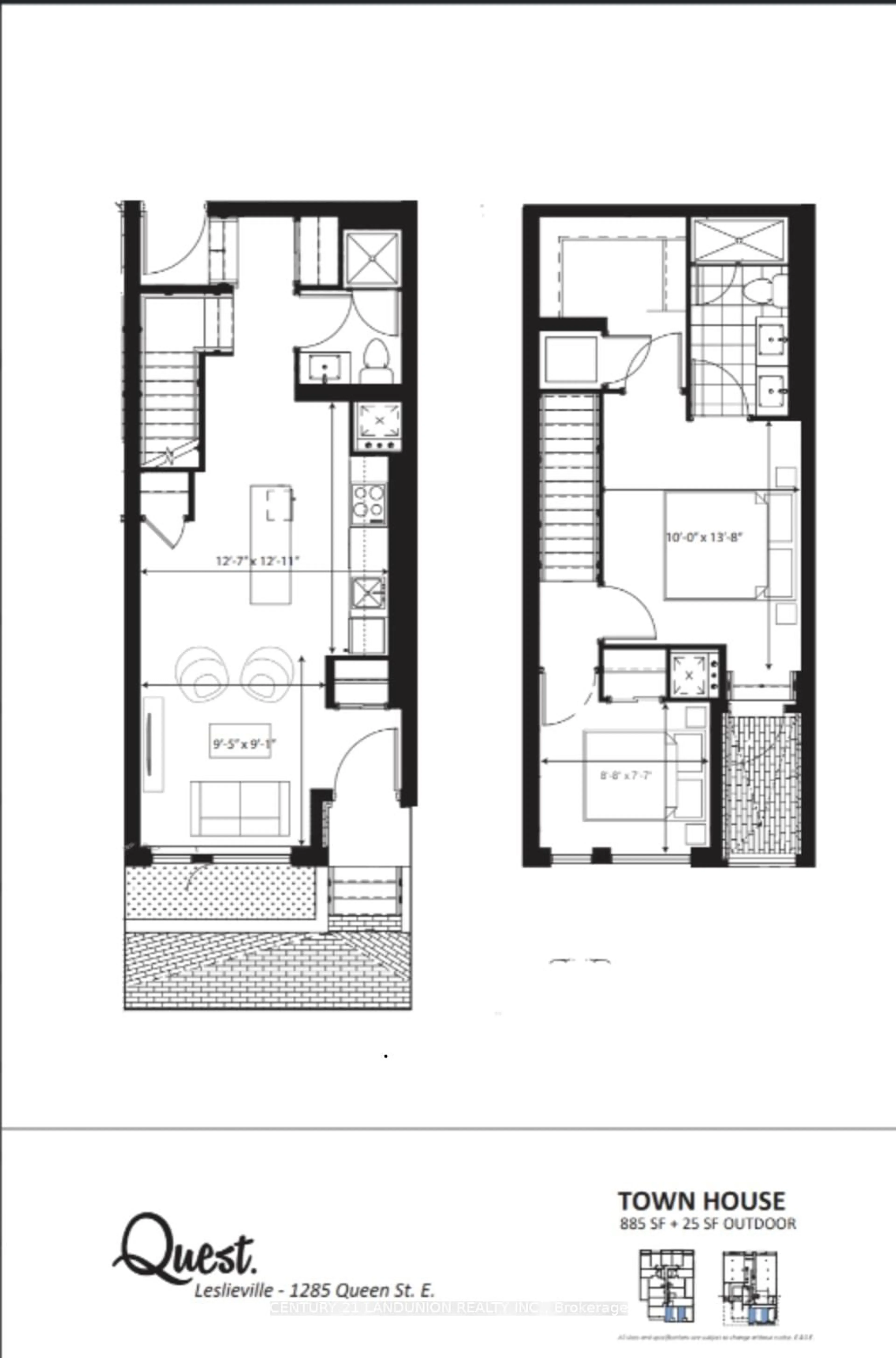 Floor plan for 1285 Queen St #102, Toronto Ontario M4L 1C2