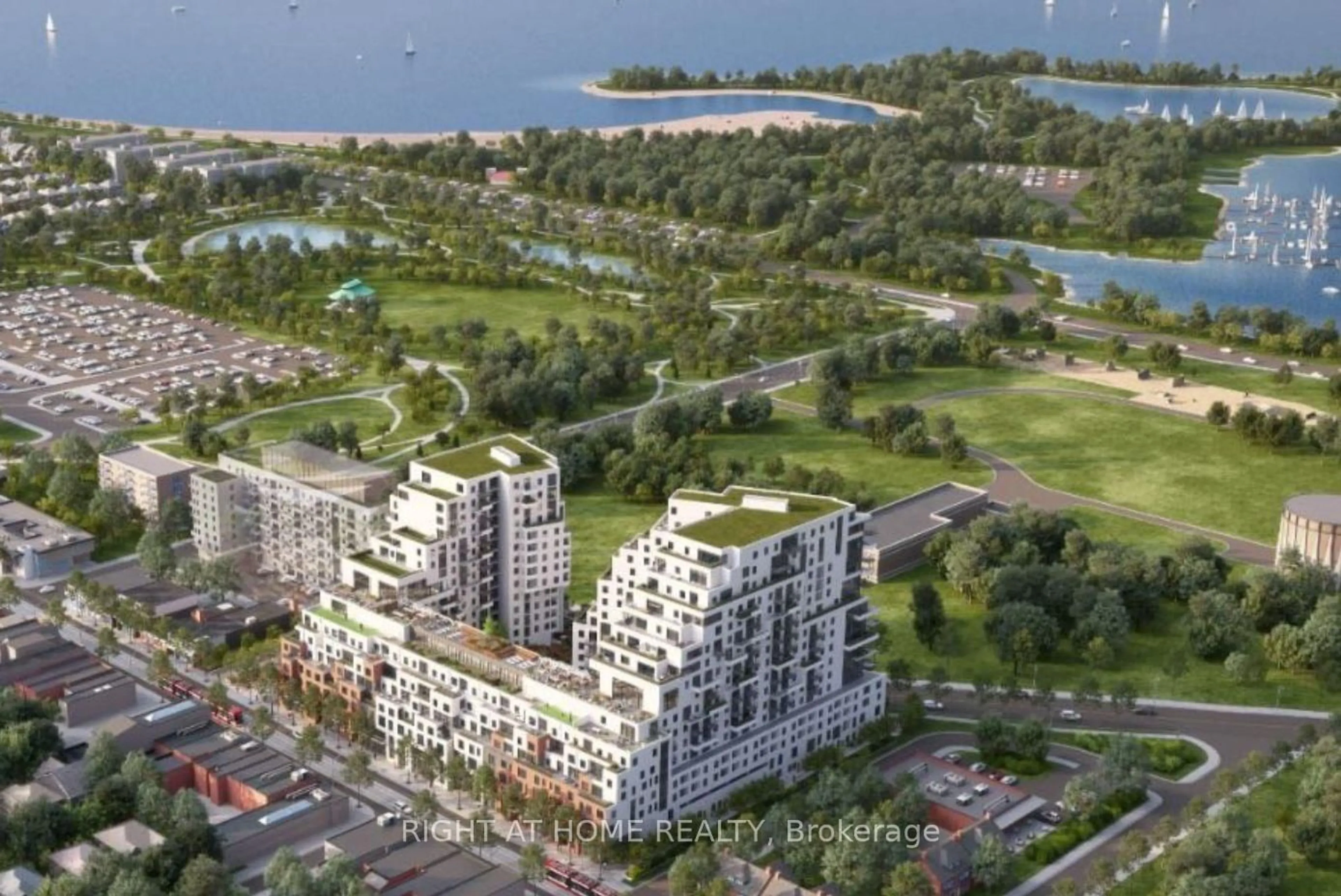 A pic from outside/outdoor area/front of a property/back of a property/a pic from drone, water/lake/river/ocean view for 1050 Eastern Ave #613, Toronto Ontario M4L 0B7