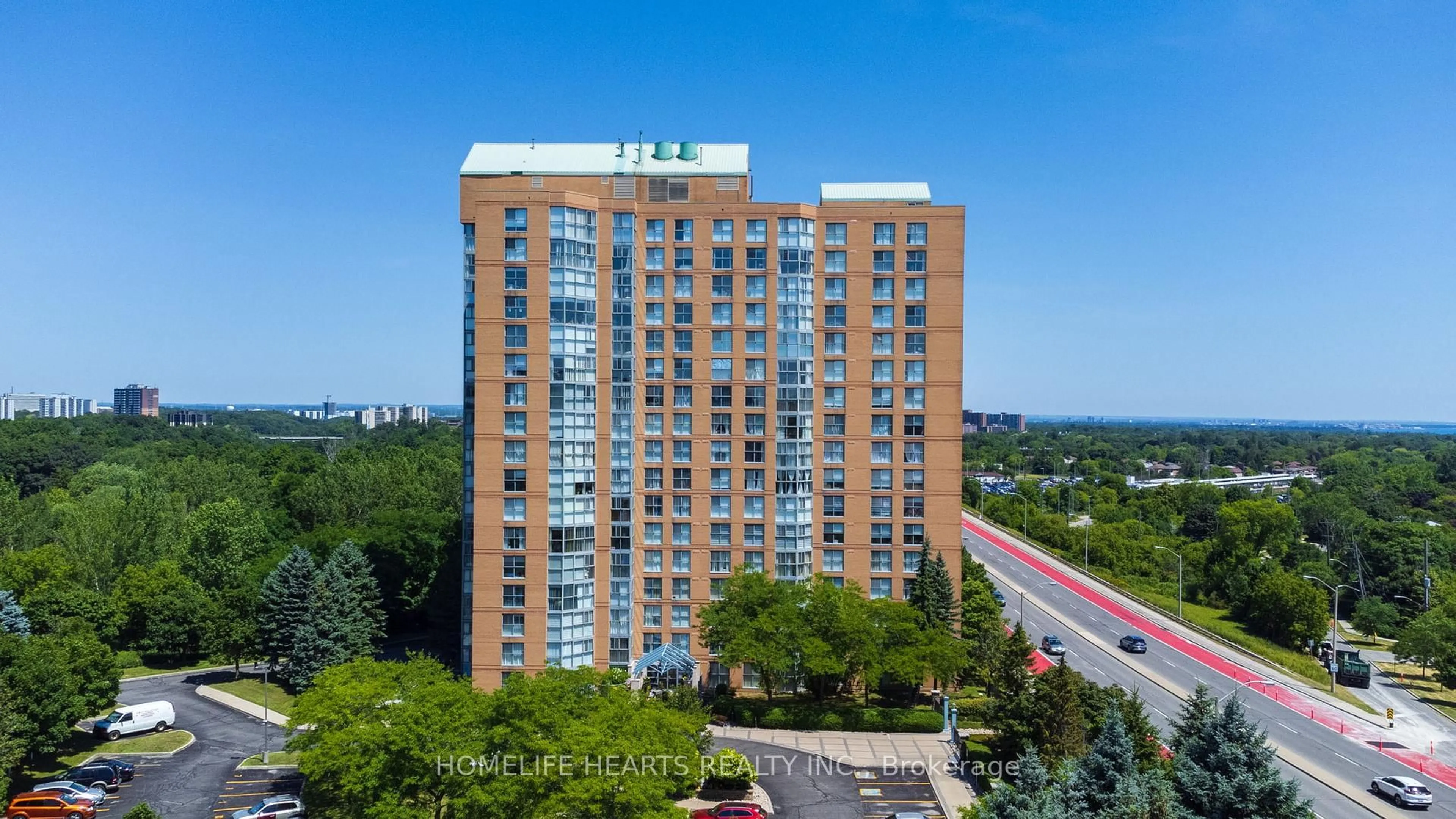 A pic from outside/outdoor area/front of a property/back of a property/a pic from drone, city buildings view from balcony for 90 Dale Ave #1706, Toronto Ontario M1J 3N4