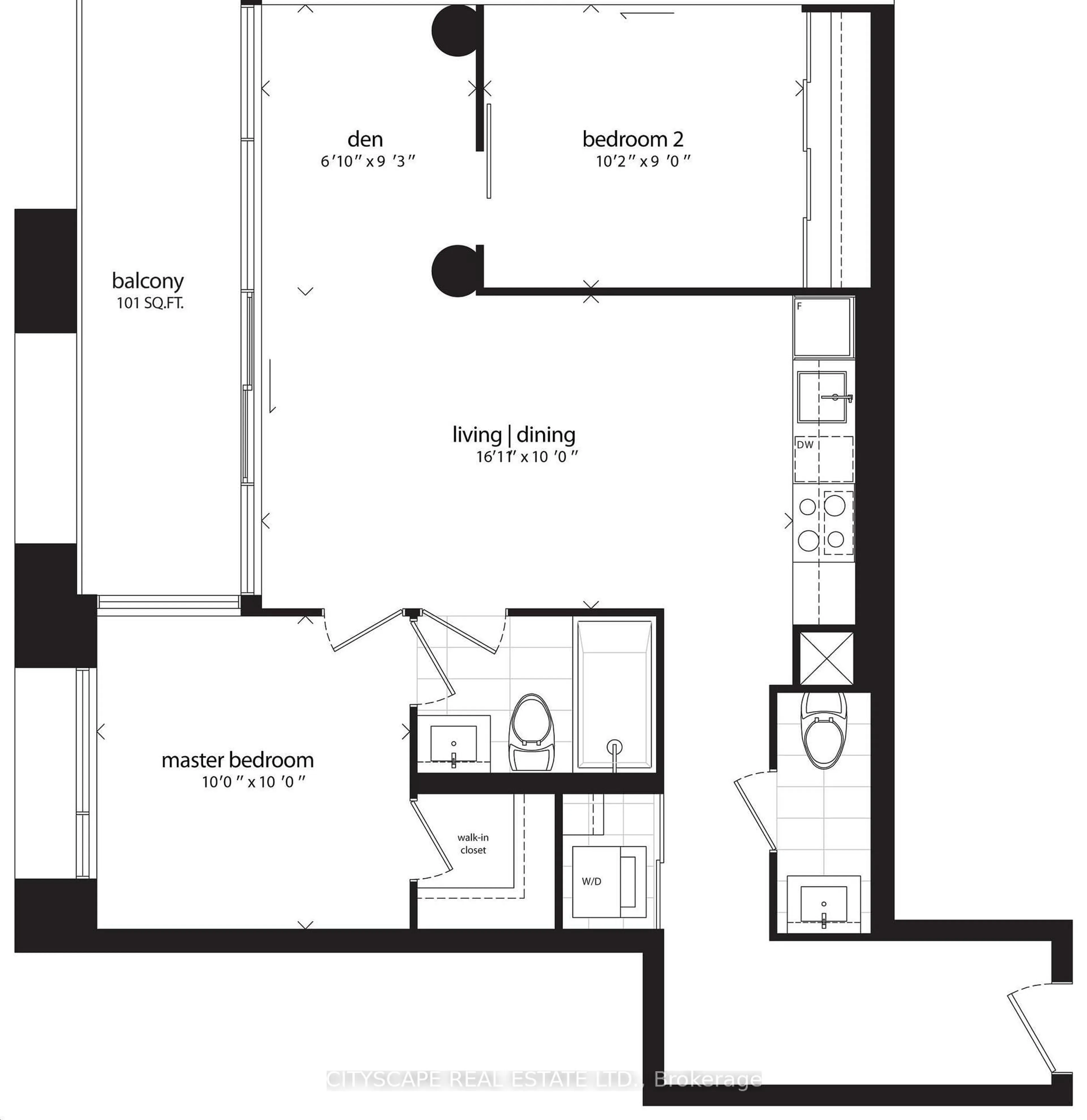 Floor plan for 1190 Dundas St #220, Toronto Ontario M4M 0C5
