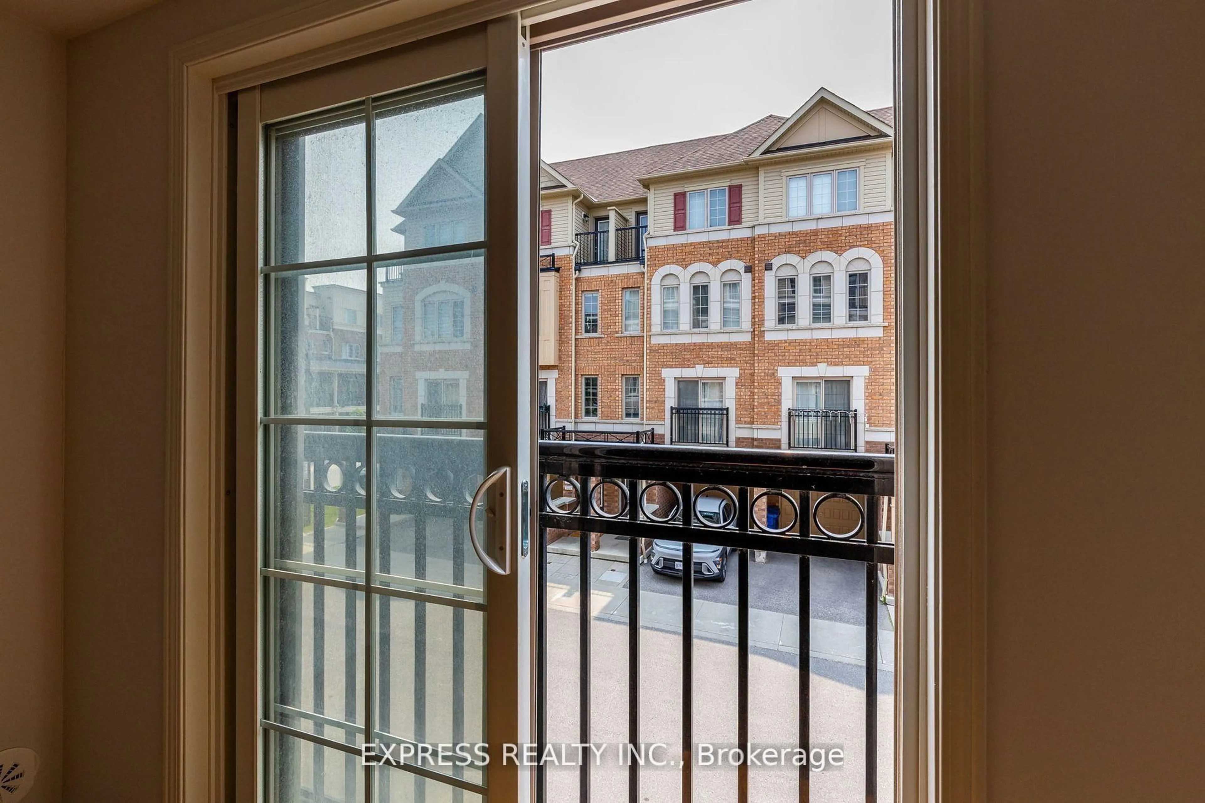 Balcony in the apartment, city buildings view from balcony for 36 Pony Path, Oshawa Ontario L1L 0L1