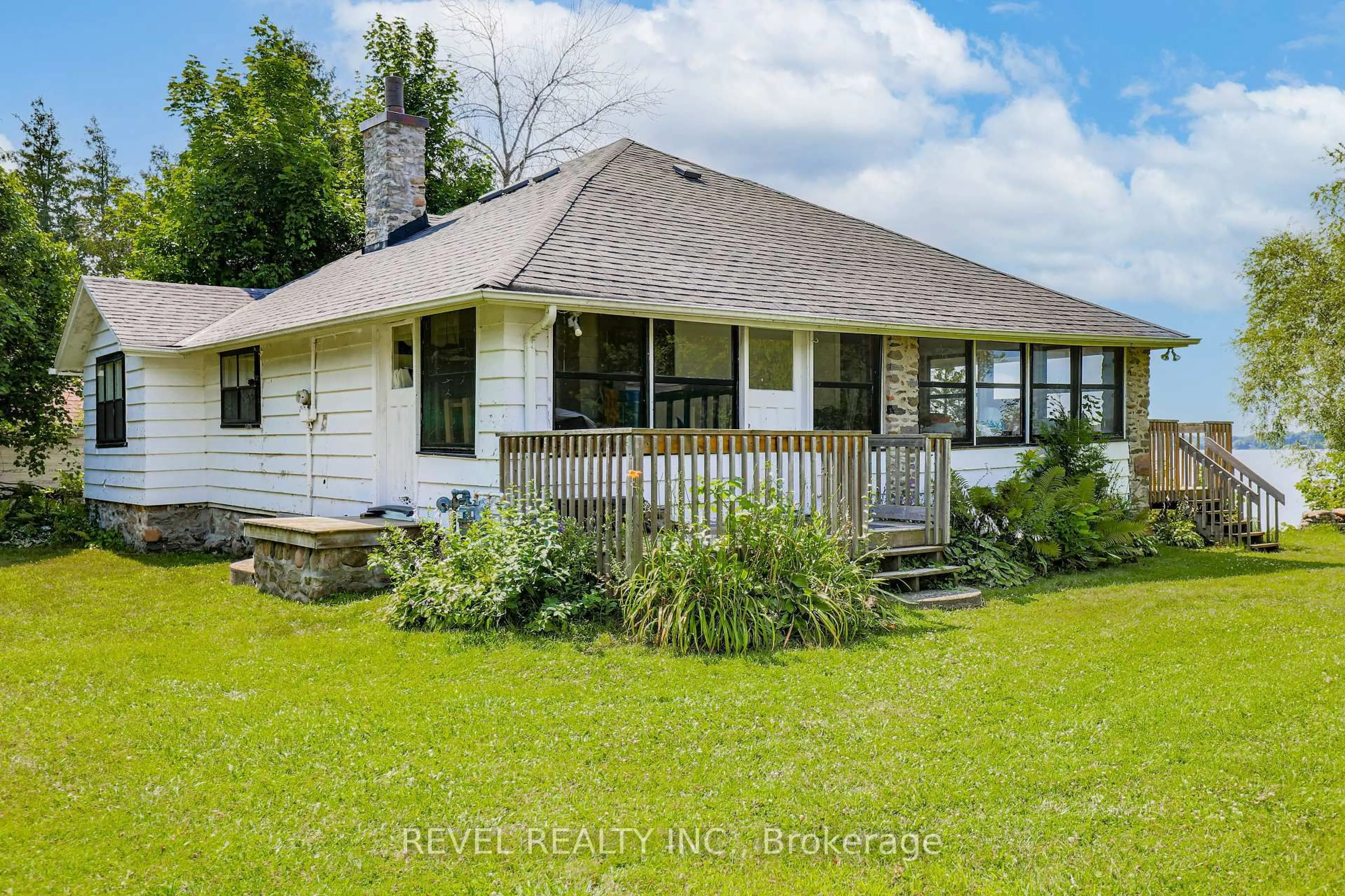 A pic from outside/outdoor area/front of a property/back of a property/a pic from drone, water/lake/river/ocean view for 8 Johnstone Lane, Scugog Ontario L0B 1L0