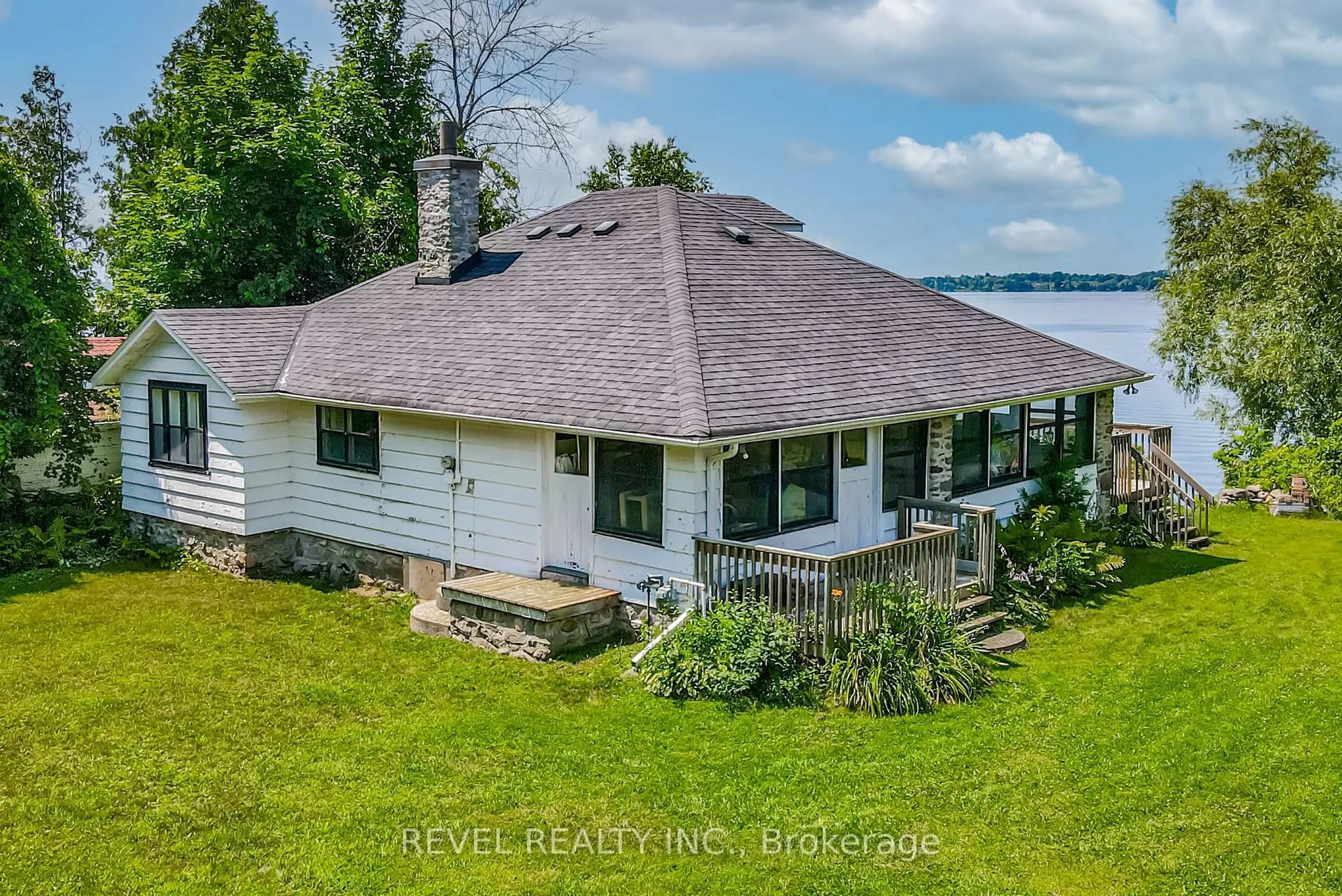 A pic from outside/outdoor area/front of a property/back of a property/a pic from drone, water/lake/river/ocean view for 8 Johnstone Lane, Scugog Ontario L0B 1L0