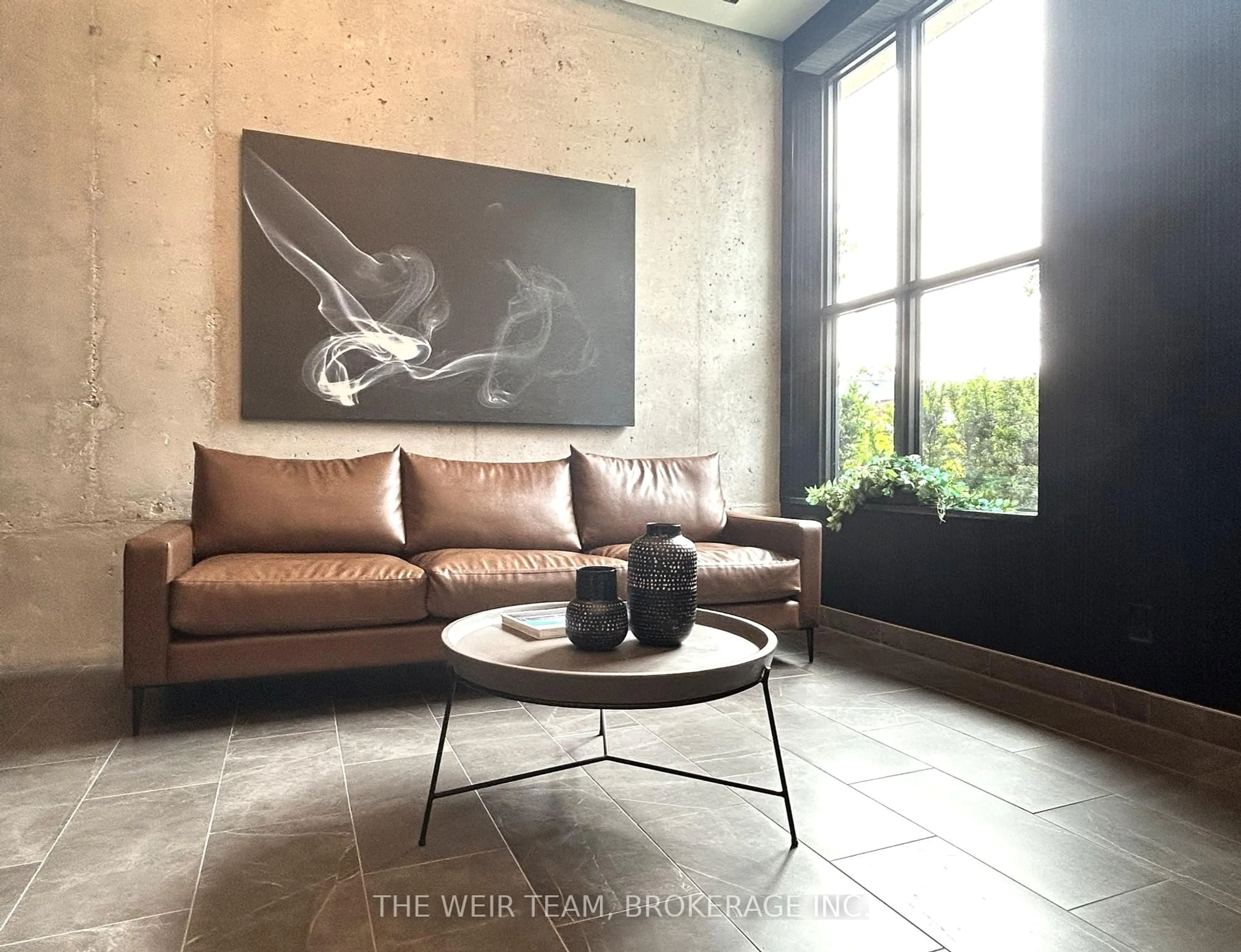 Living room with furniture, cement floor for 1400 Kingston Rd #101, Toronto Ontario M1N 0C2
