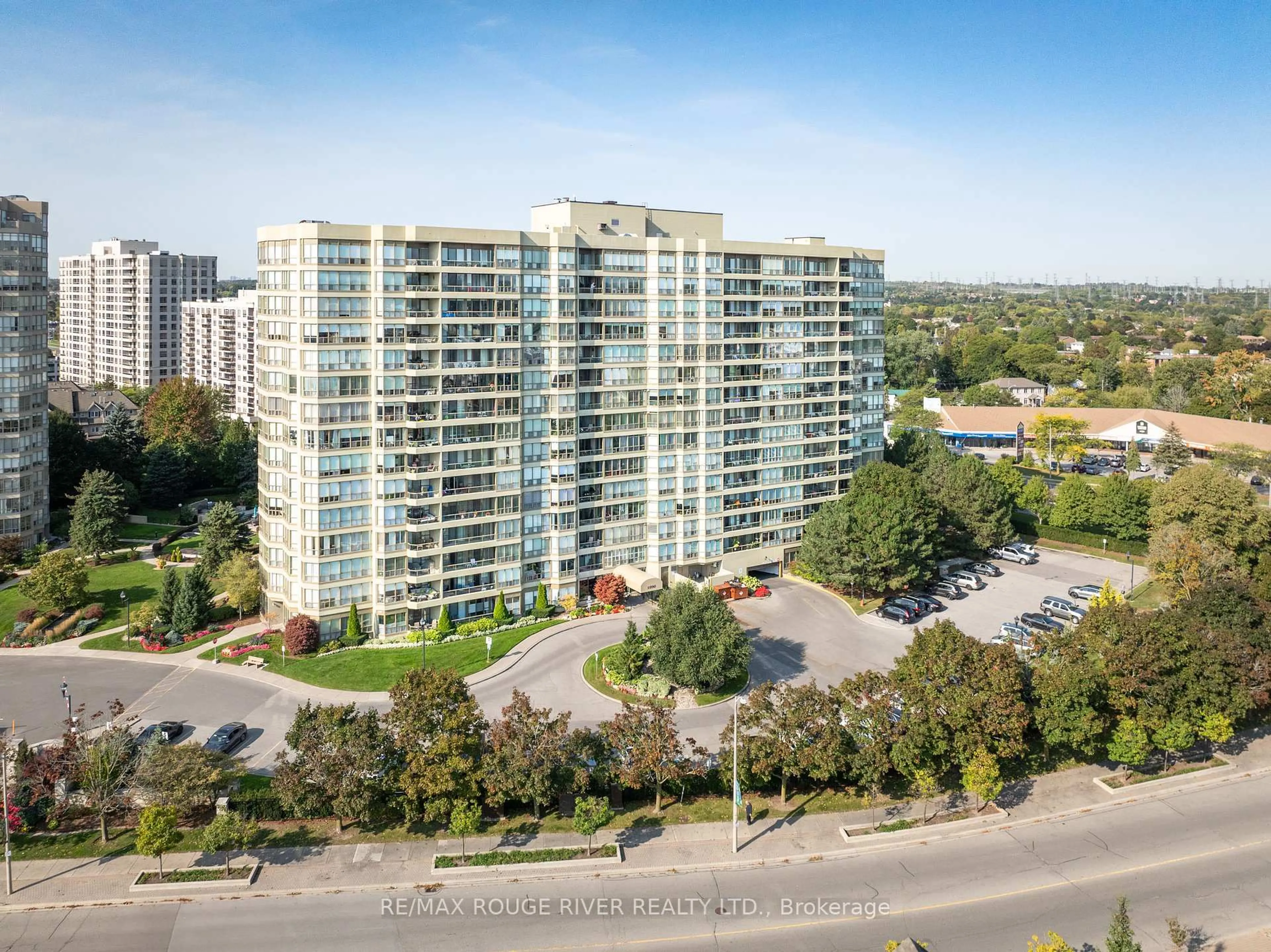 A pic from outside/outdoor area/front of a property/back of a property/a pic from drone, city buildings view from balcony for 1890 Valley Farm Rd #611, Pickering Ontario L1V 6B4