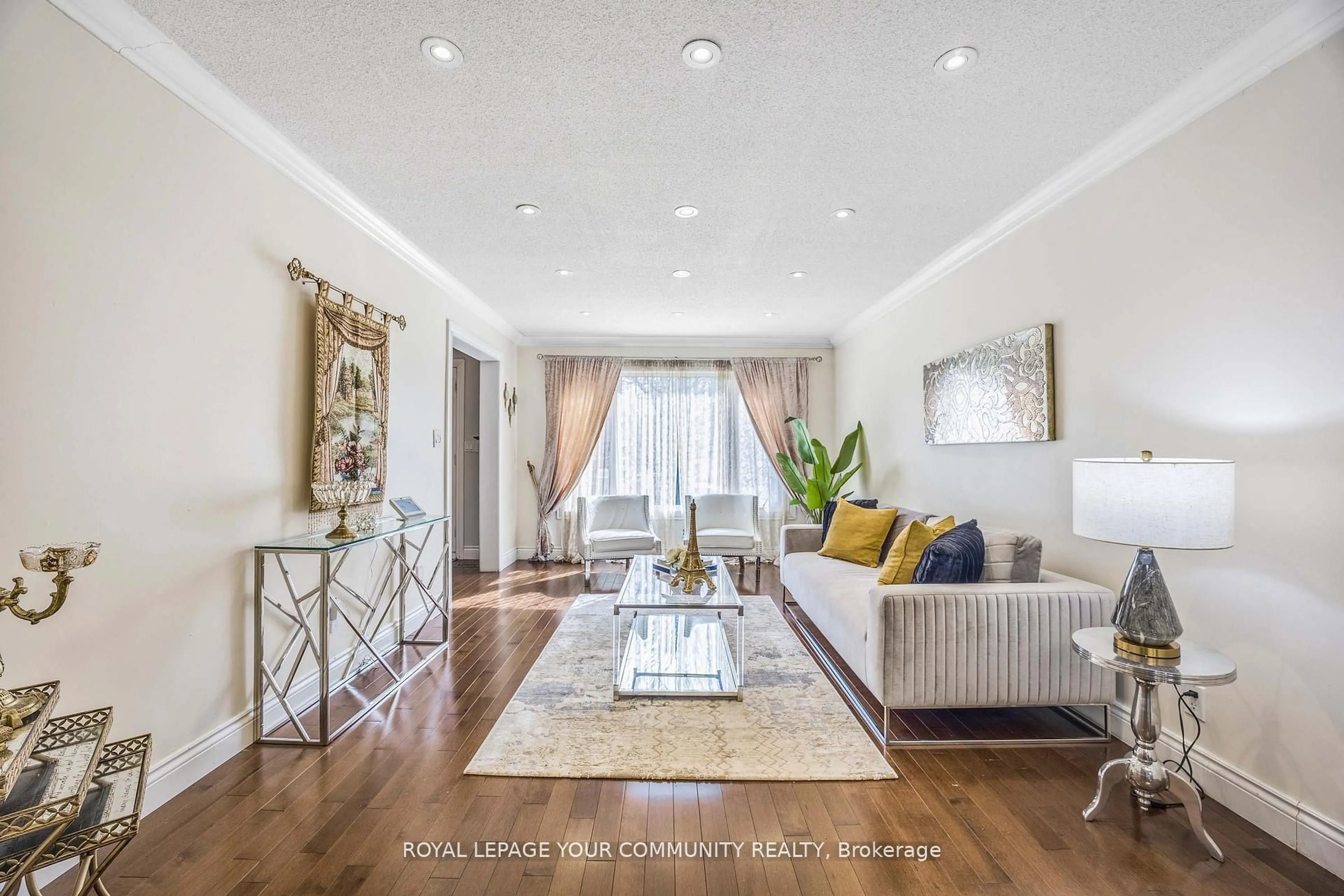 Living room with furniture, wood/laminate floor for 261 Hoover Dr, Pickering Ontario L1V 5R9