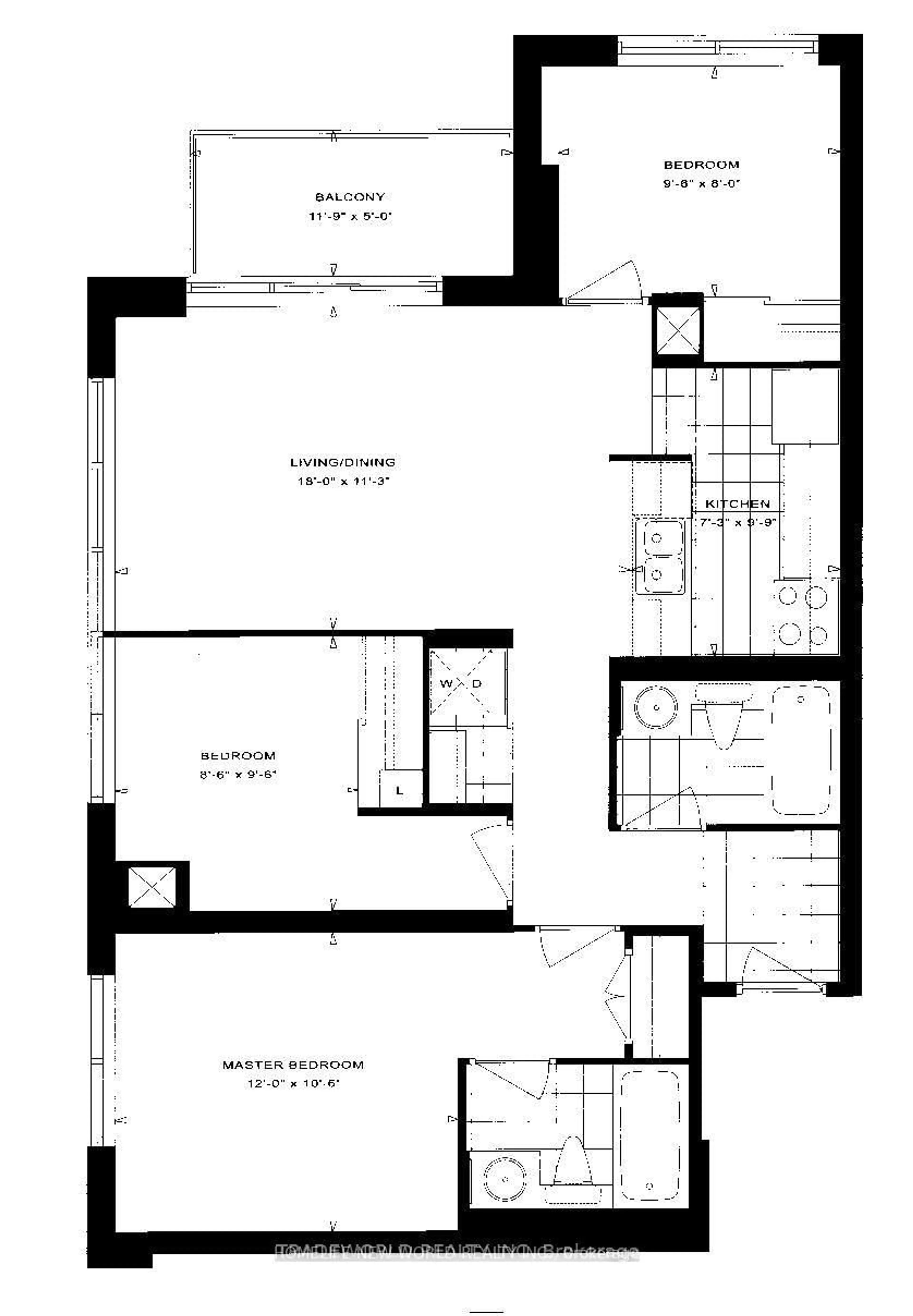 Floor plan for 70 Town Centre Crt #1202, Toronto Ontario M1P 0B2