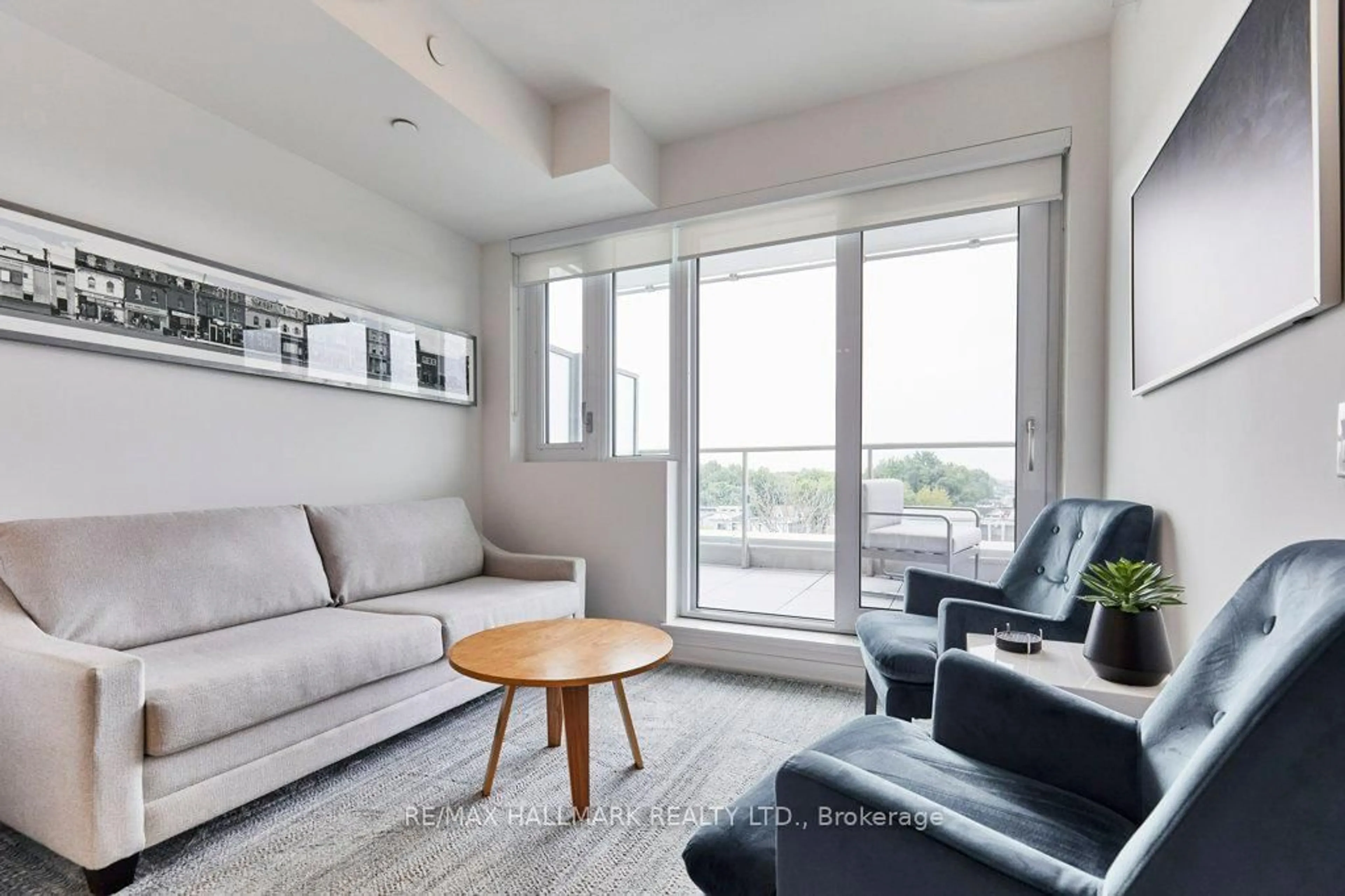Living room with furniture, unknown for 150 Logan Ave #636, Toronto Ontario M4M 0E4