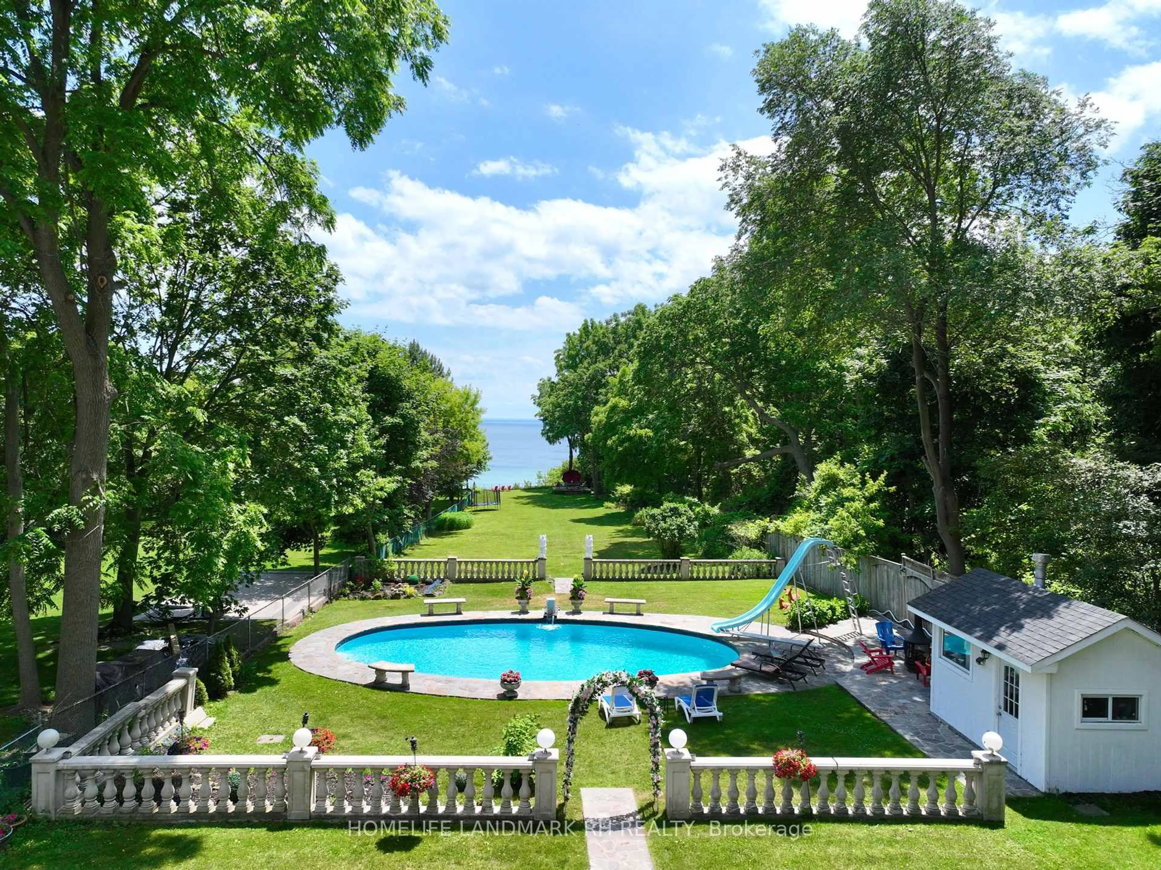 A pic from outside/outdoor area/front of a property/back of a property/a pic from drone, water/lake/river/ocean view for 61 Sylvan Ave, Toronto Ontario M1M 1J9