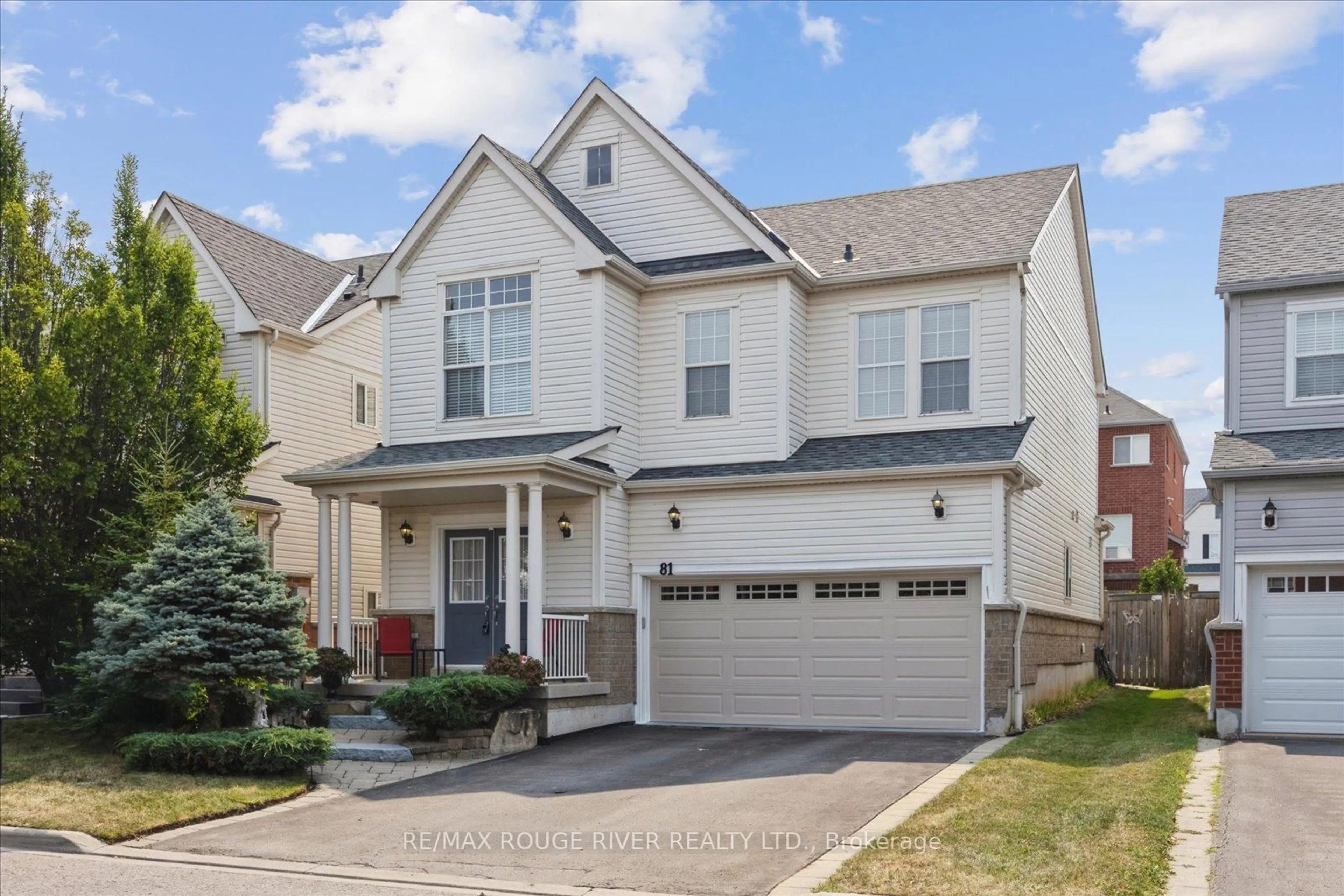 Home with vinyl exterior material, street for 81 Vanguard Dr, Whitby Ontario L1M 2P1