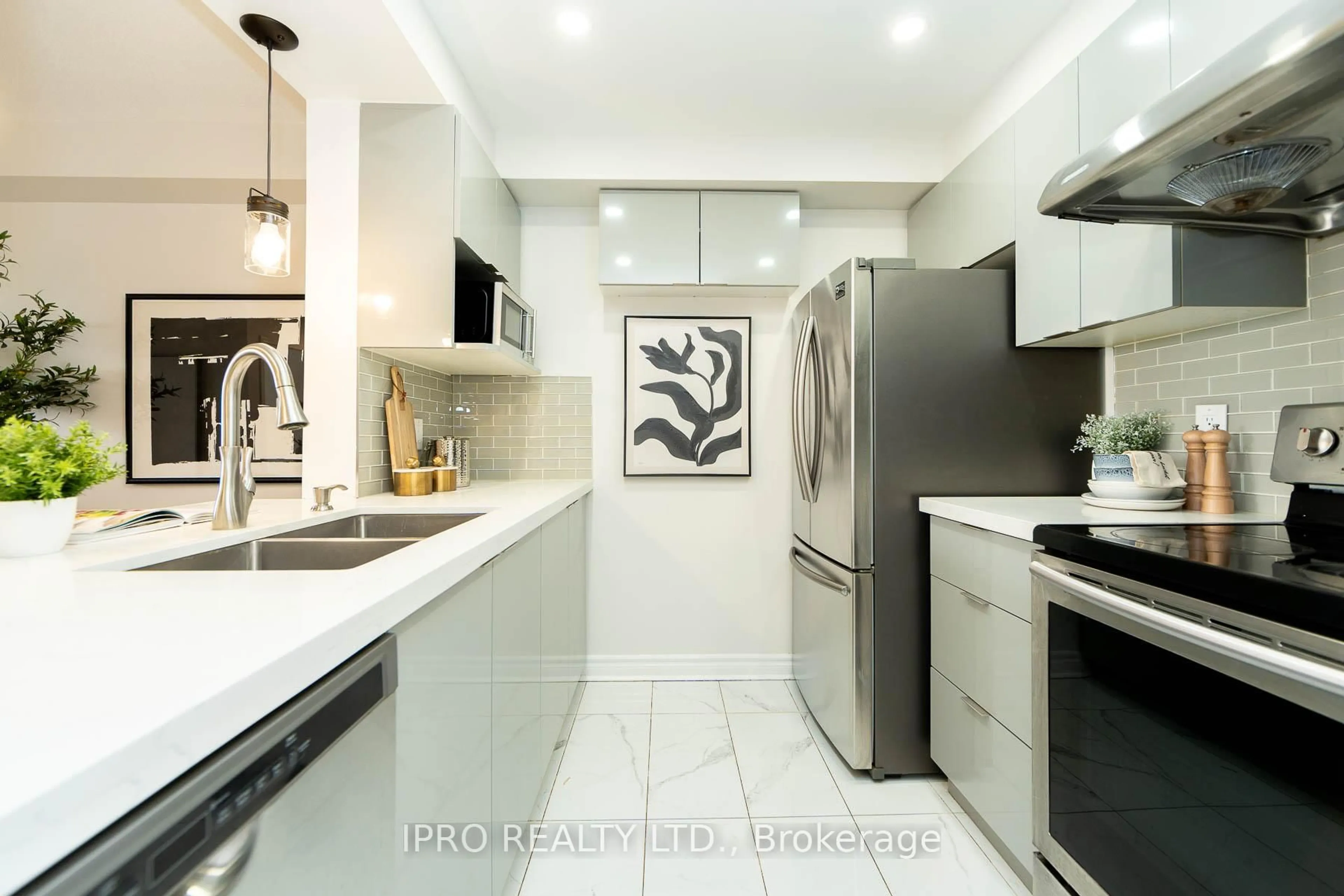 Contemporary kitchen, ceramic/tile floor for 1883 McNicoll Ave #611, Toronto Ontario M1V 5M3