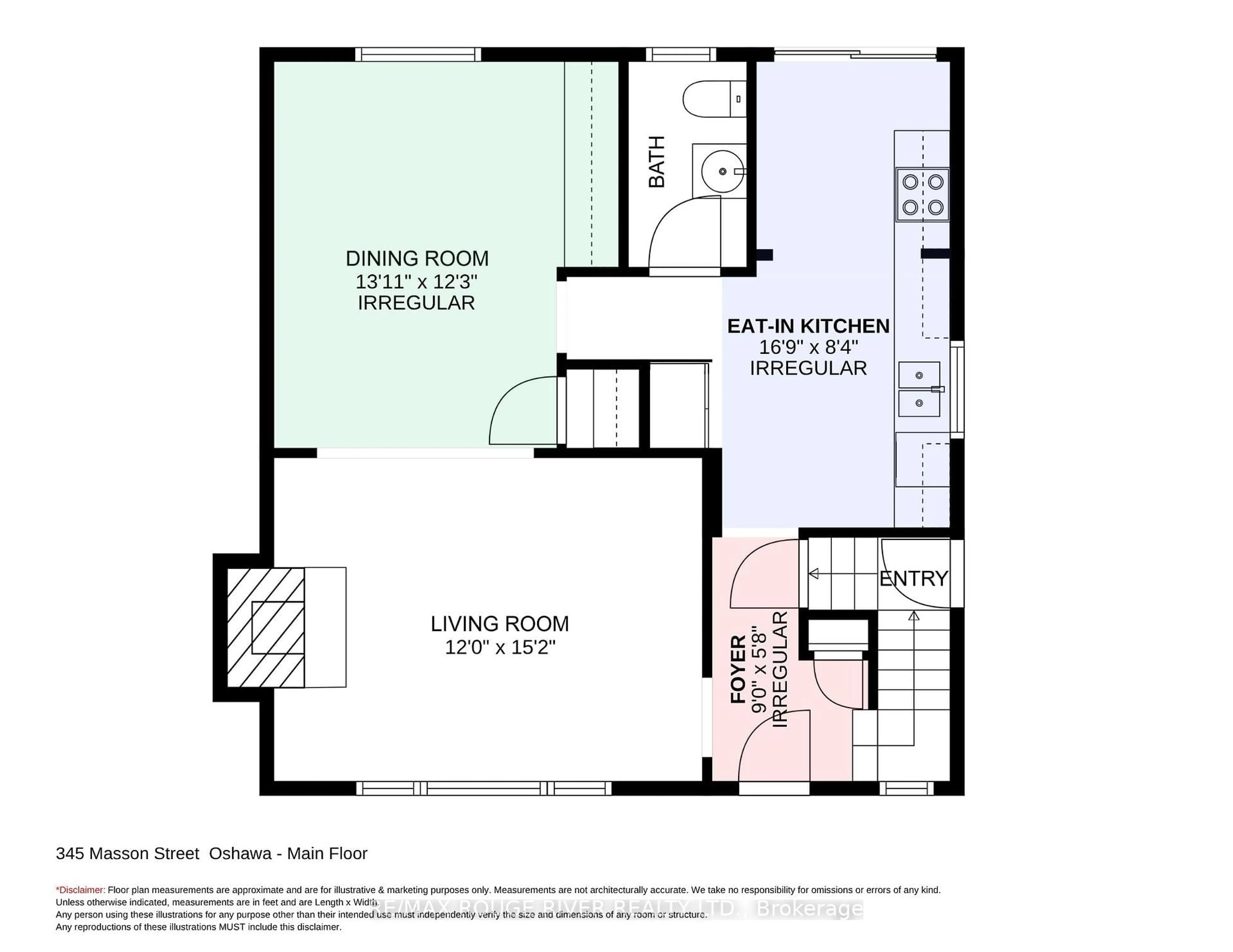 Floor plan for 345 Masson St, Oshawa Ontario L1G 4Z5