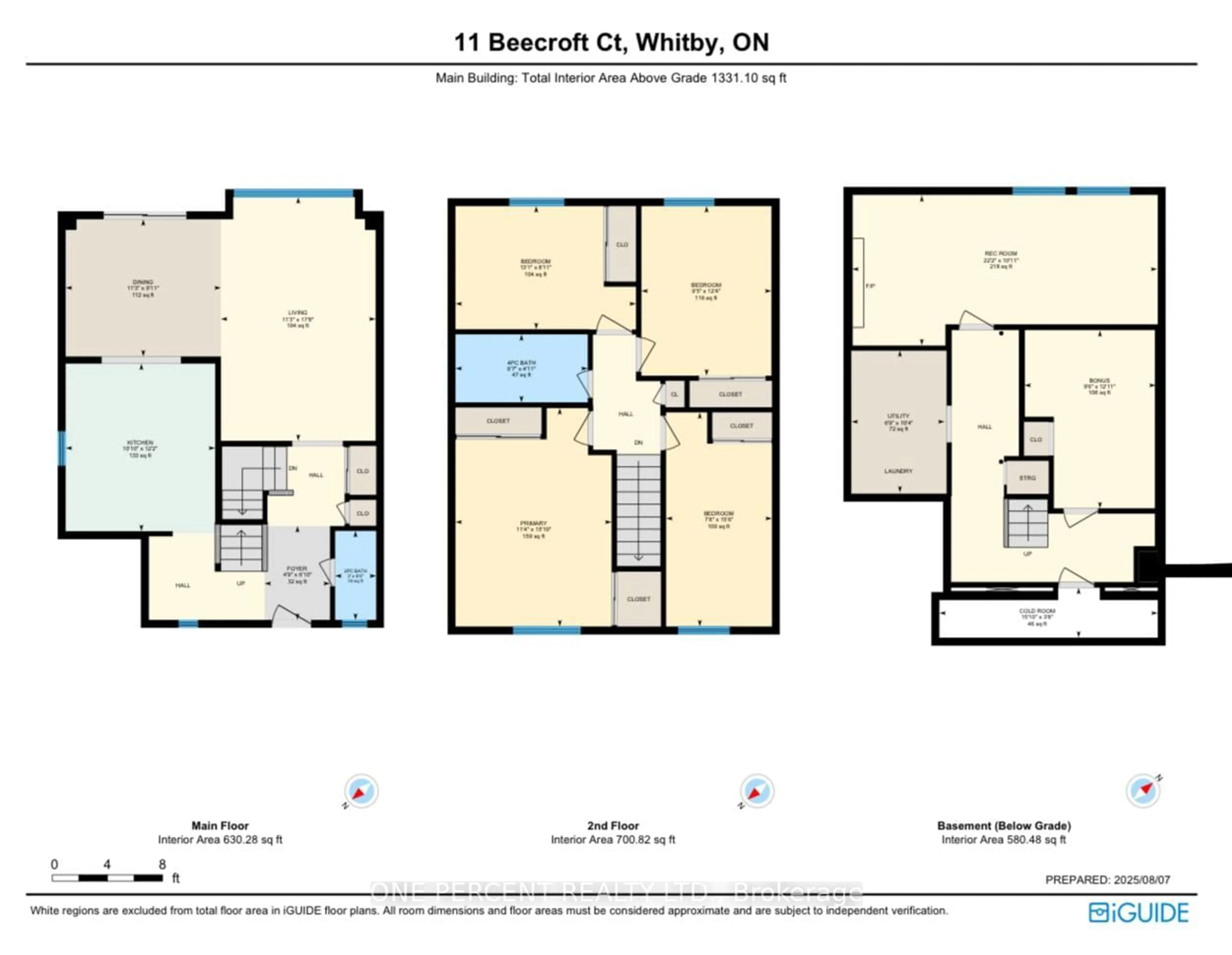 Floor plan for 11 Beecroft Crt, Whitby Ontario L1P 1C7