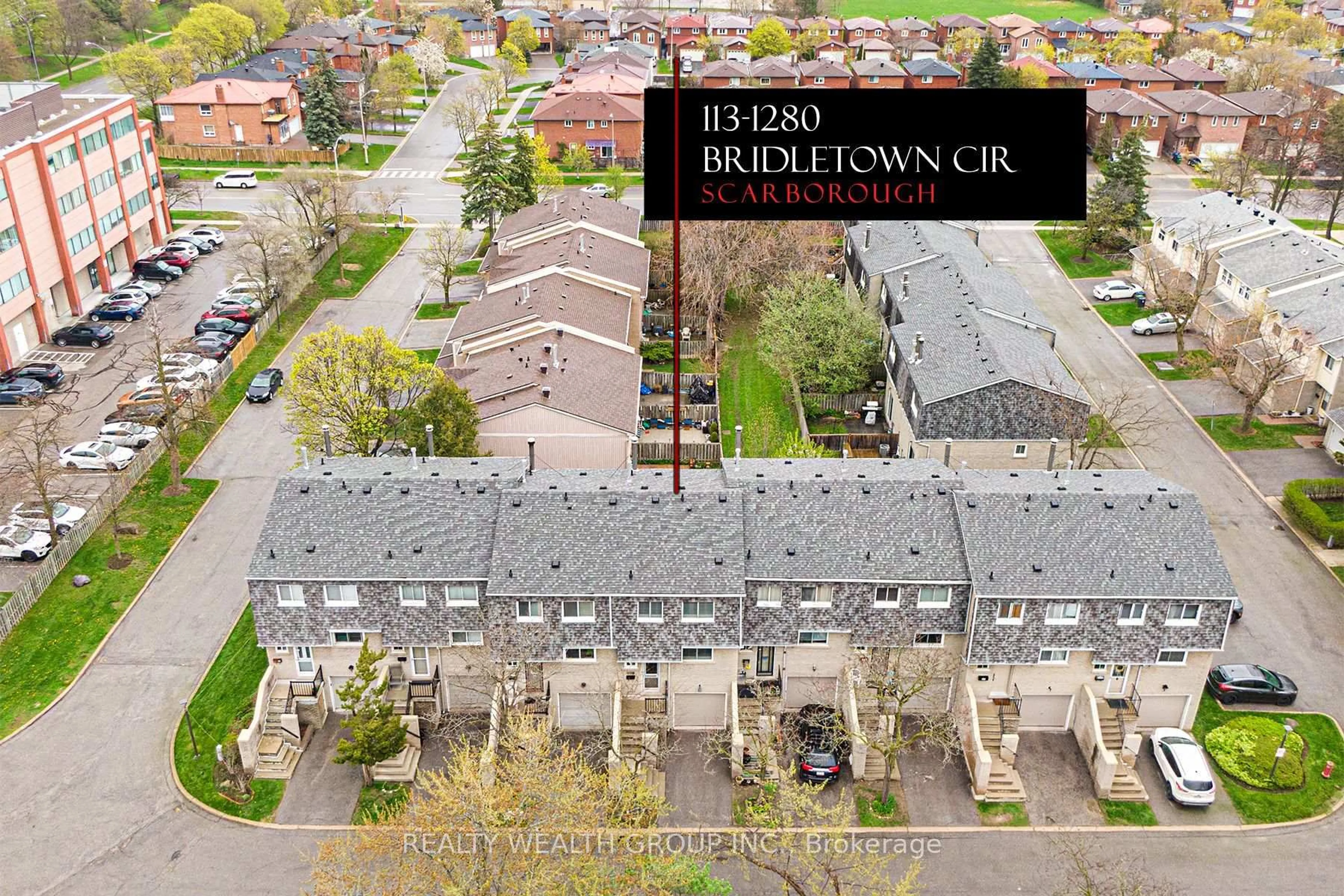 A pic from outside/outdoor area/front of a property/back of a property/a pic from drone, unknown for 1280 Bridletowne Circ #113, Toronto Ontario M1W 2V4