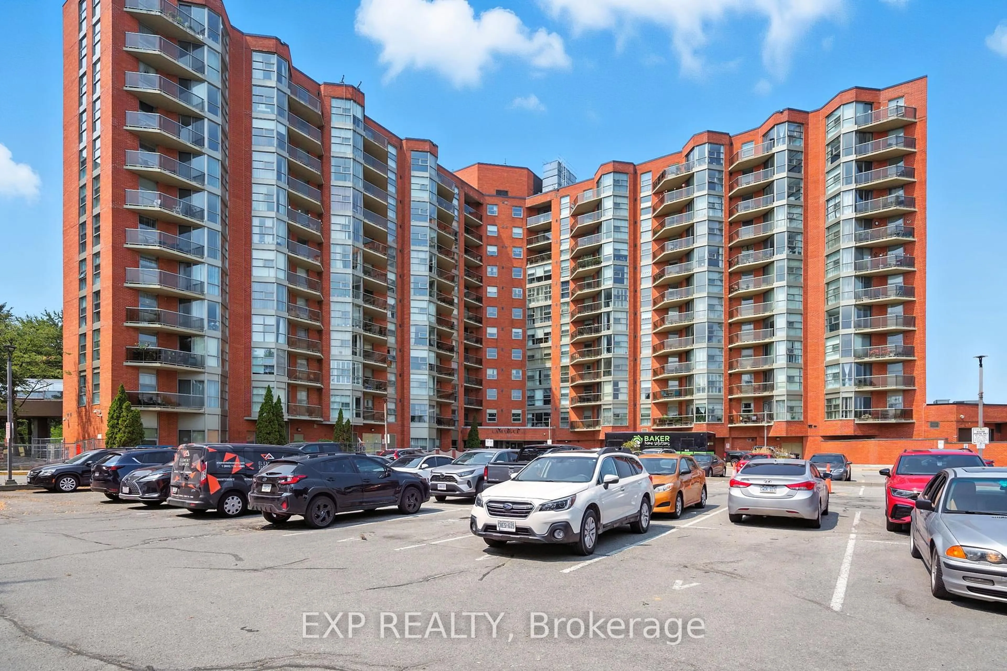 A pic from outside/outdoor area/front of a property/back of a property/a pic from drone, city buildings view from balcony for 10 Dean Park Rd #1014, Toronto Ontario M1B 3G8