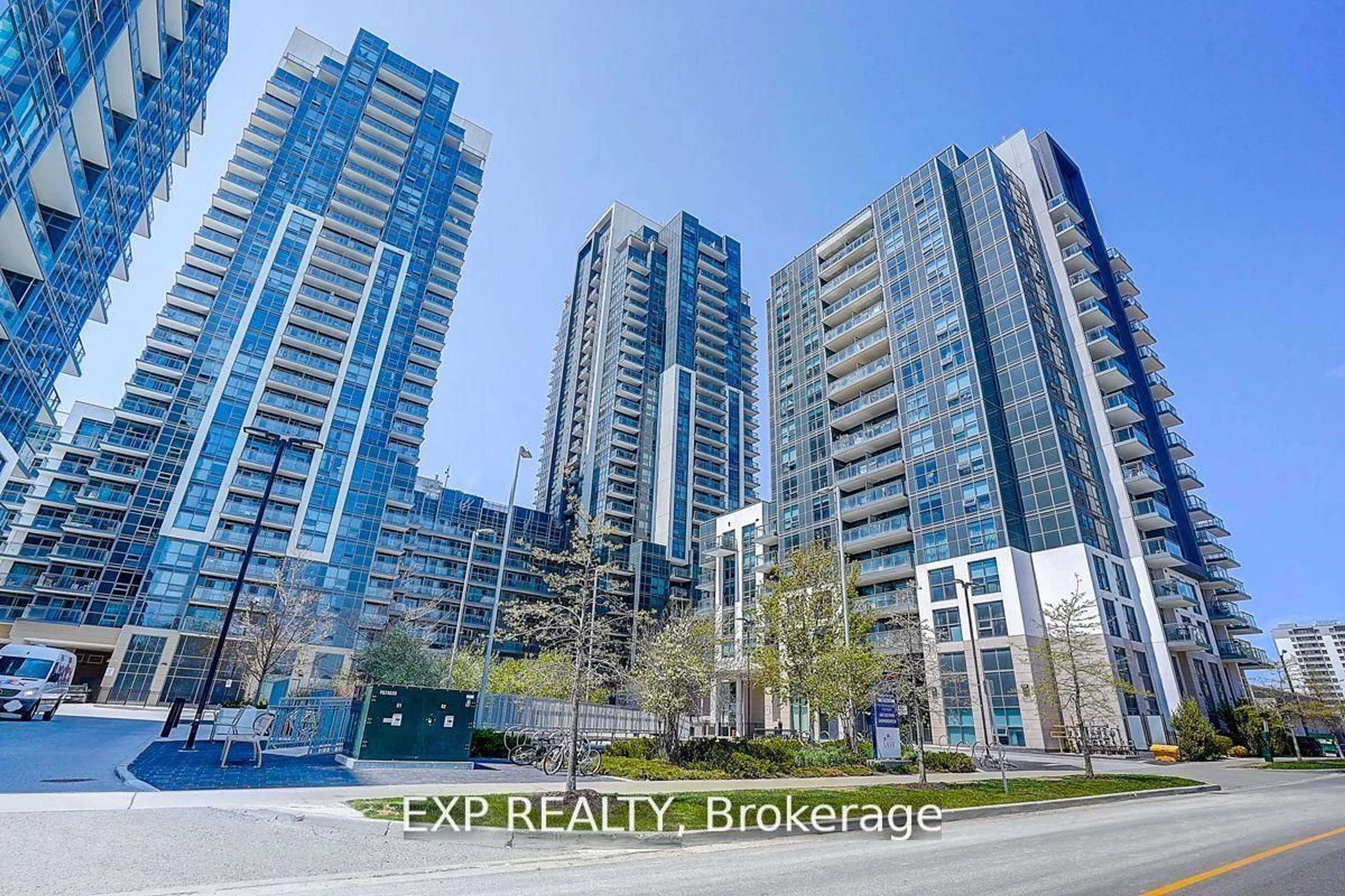 A pic from outside/outdoor area/front of a property/back of a property/a pic from drone, city buildings view from balcony for 30 Meadowglen Pl #2601, Toronto Ontario M1G 0A6