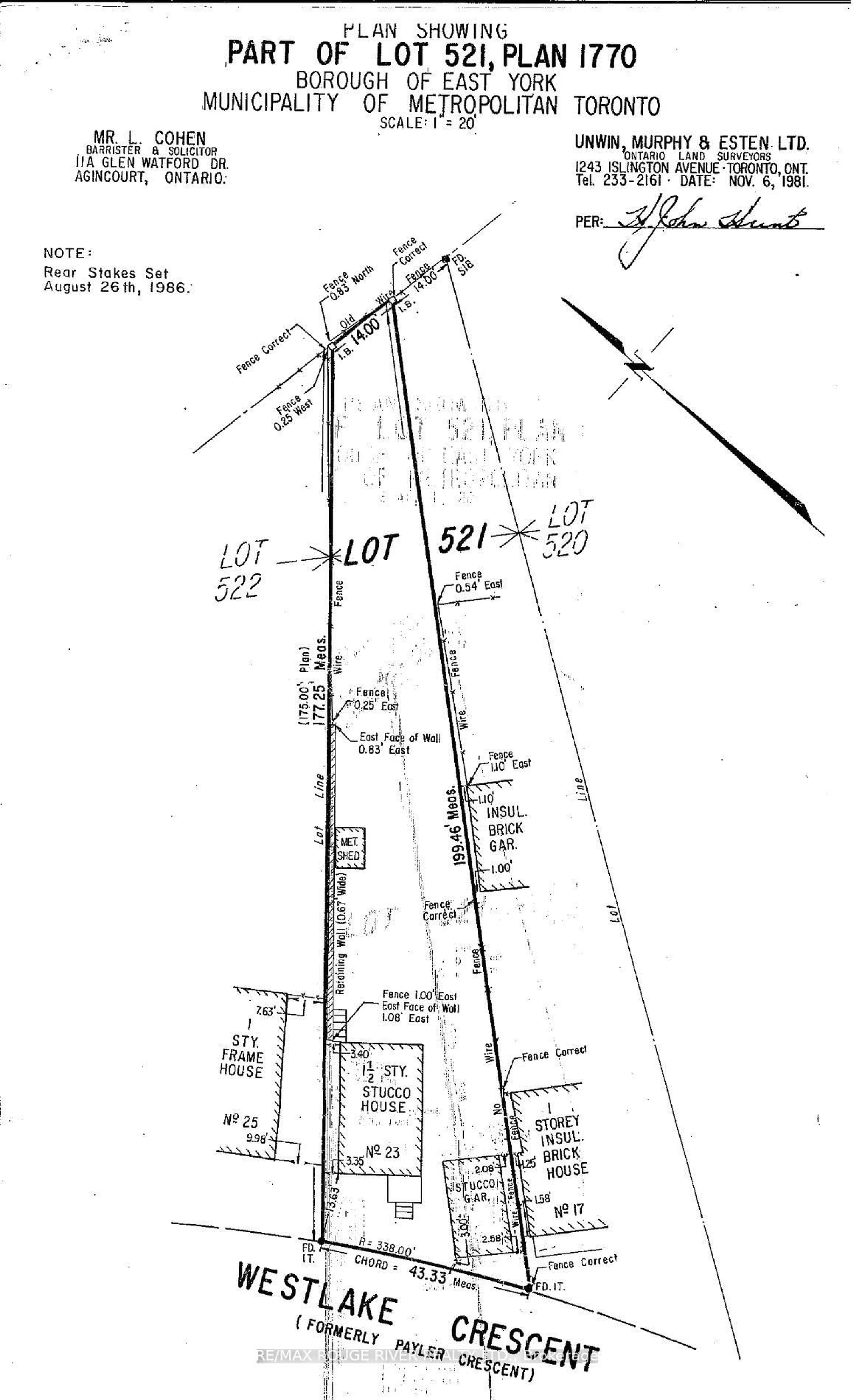 Picture of a map for 23 Westlake Cres, Toronto Ontario M4C 2X3