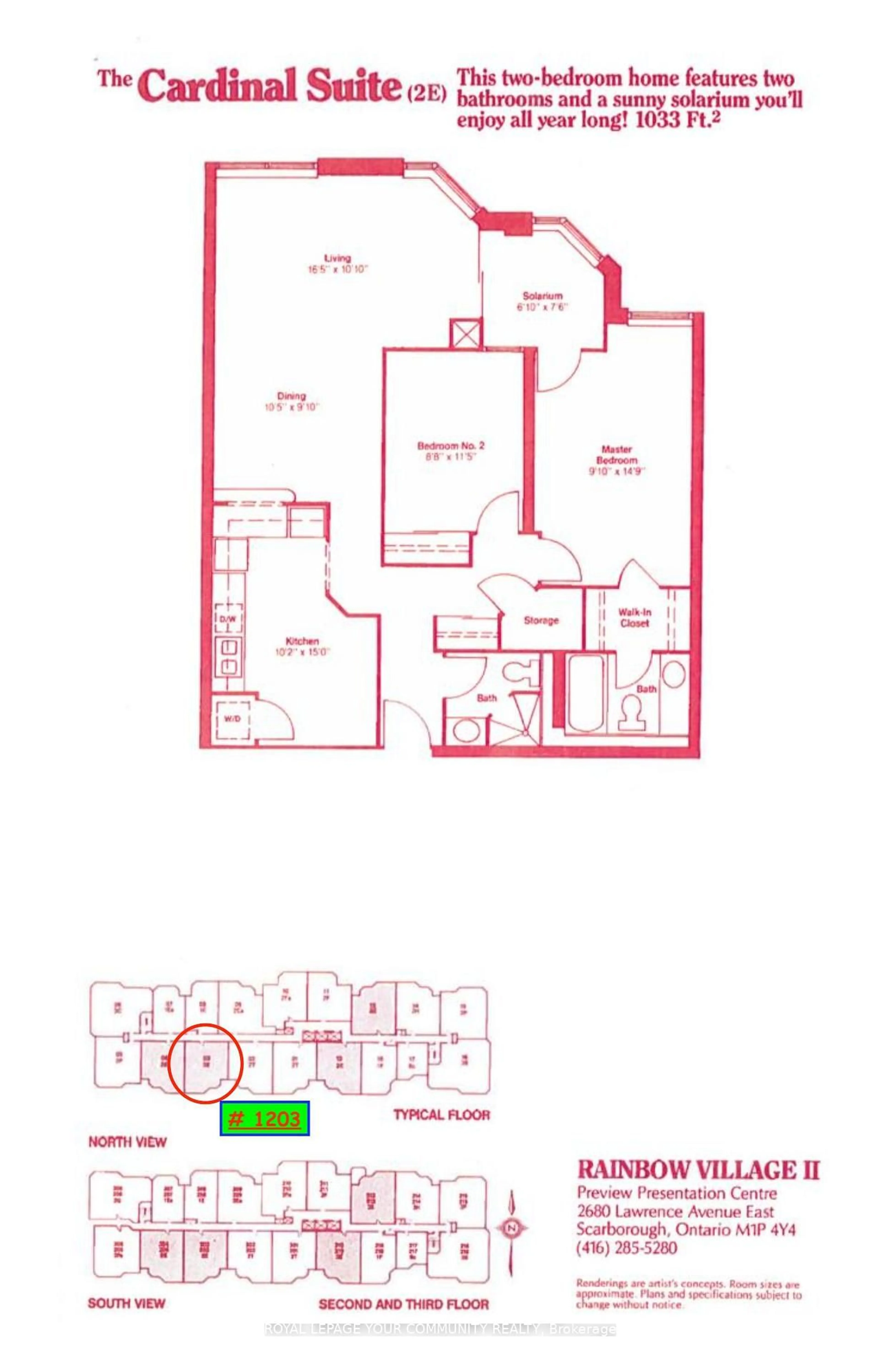 Floor plan for 2466 Eglinton Ave #1203, Toronto Ontario M1K 5J8