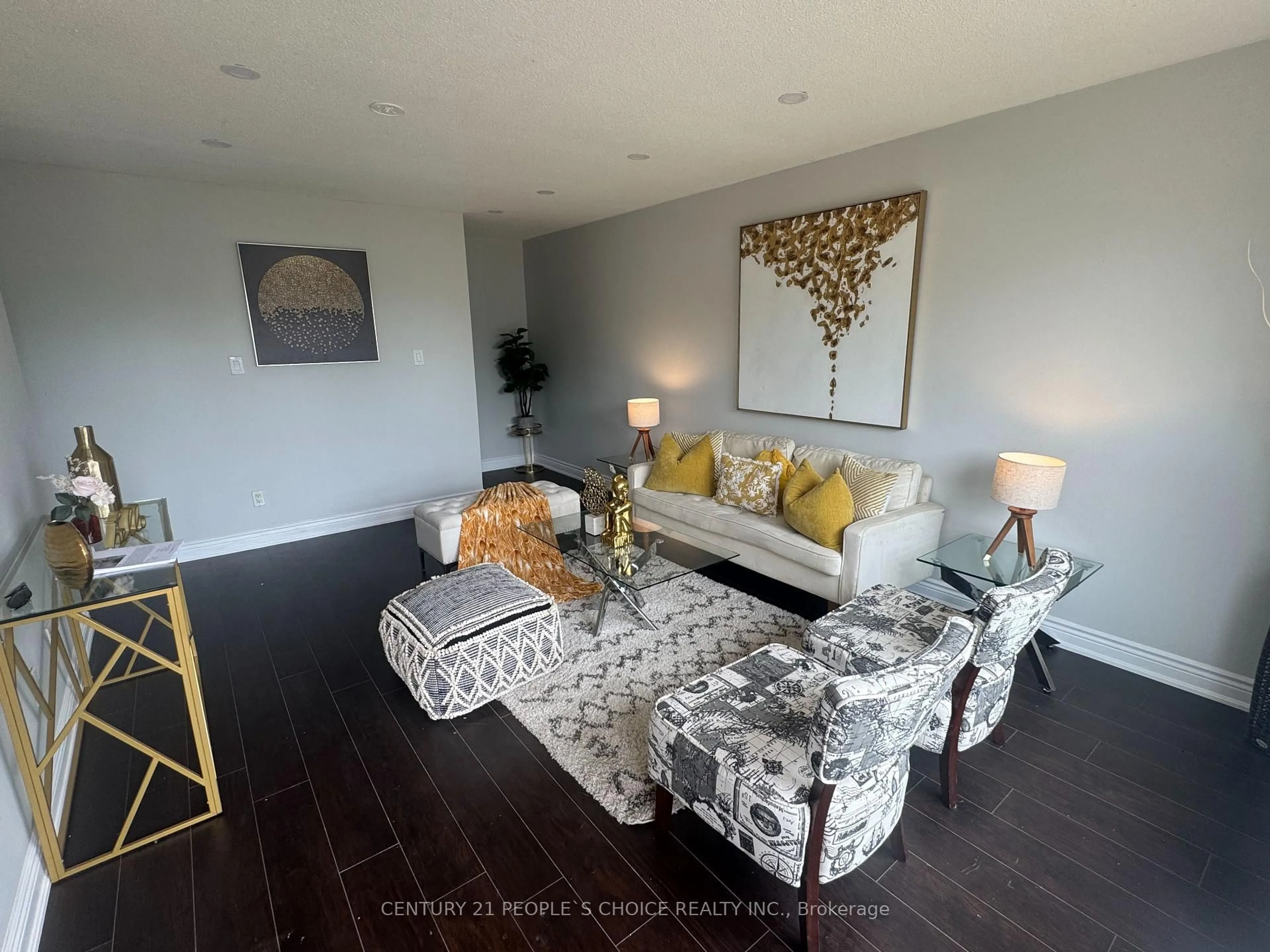 Living room with furniture, wood/laminate floor for 120 Nonquon Rd #35, Oshawa Ontario L1G 7E6