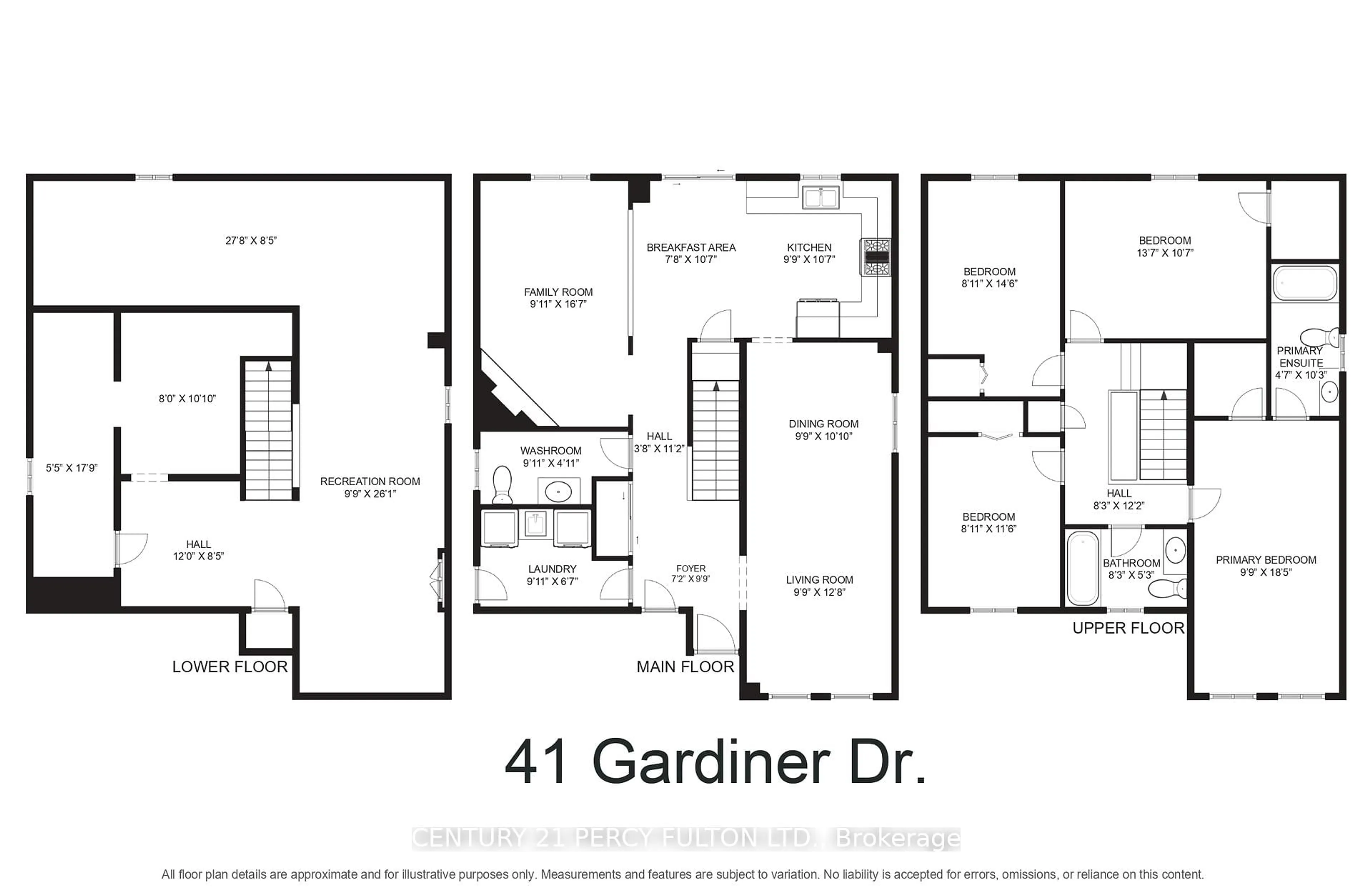 Floor plan for 41 Gardiner Dr, Ajax Ontario L1S 5Y4