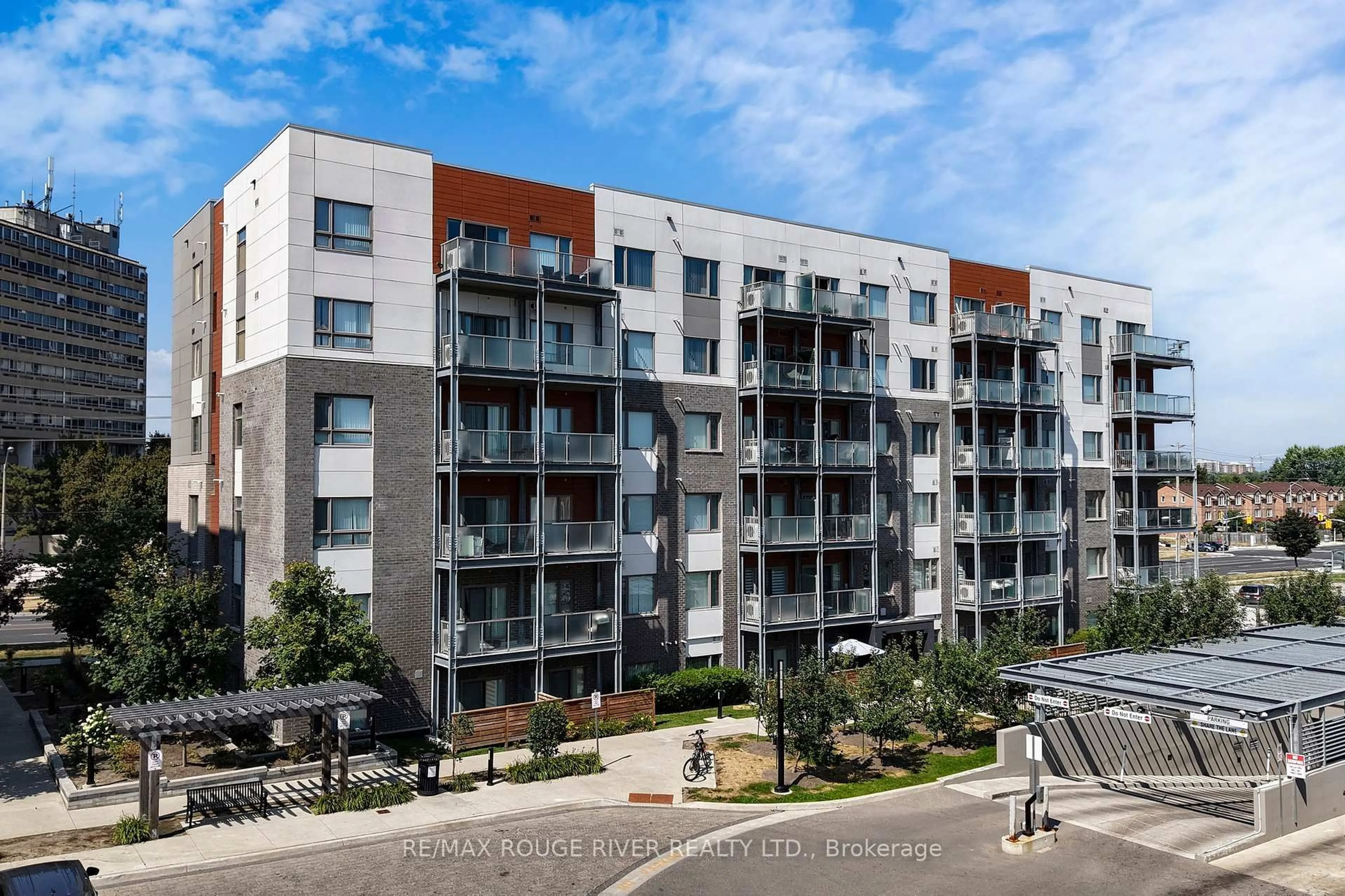 A pic from outside/outdoor area/front of a property/back of a property/a pic from drone, city buildings view from balcony for 5155 Sheppard Ave #507, Toronto Ontario M1B 0C8