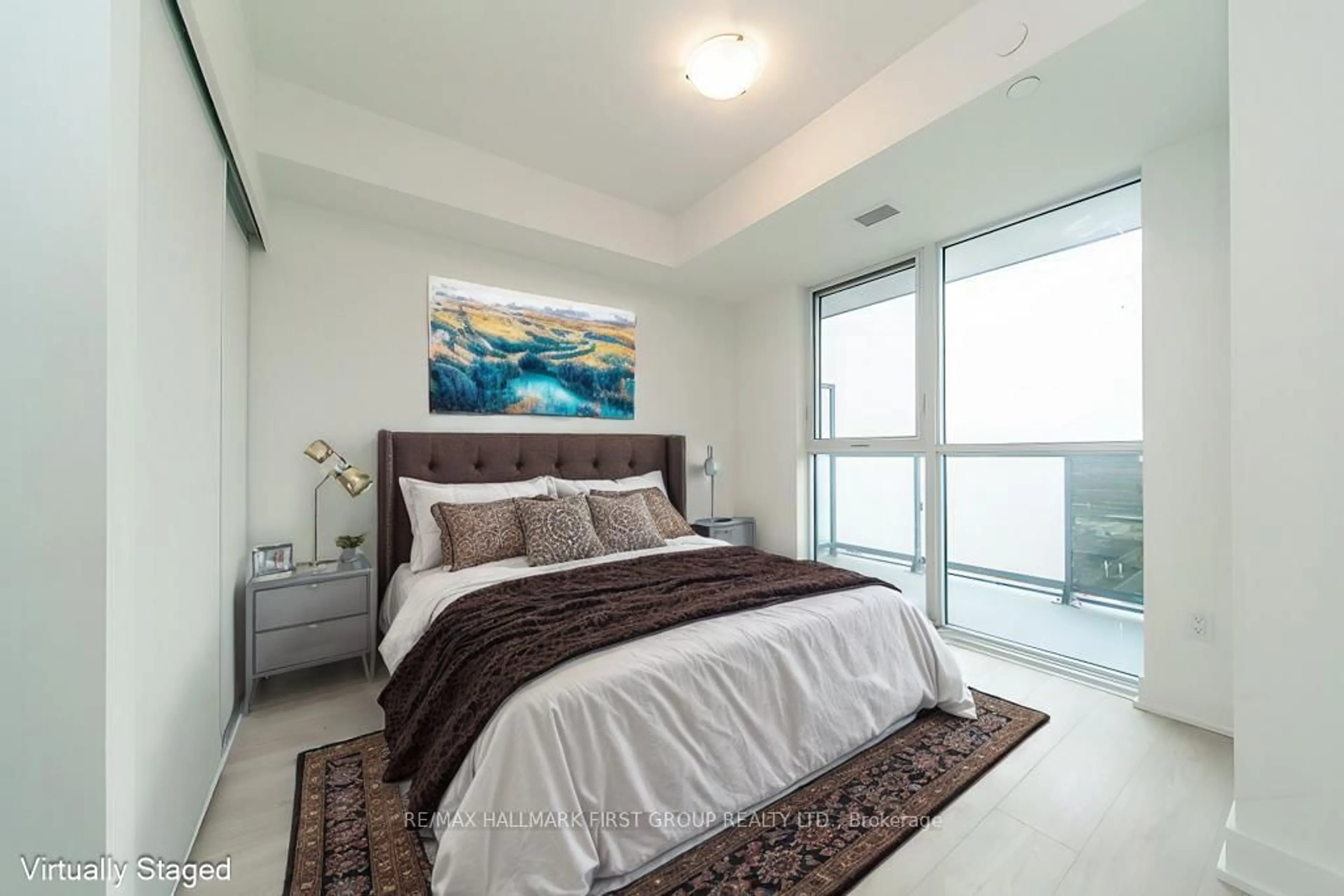 Bedroom with bed, carpet floor for 2545 Simcoe St #2601, Oshawa Ontario L1L 0W3