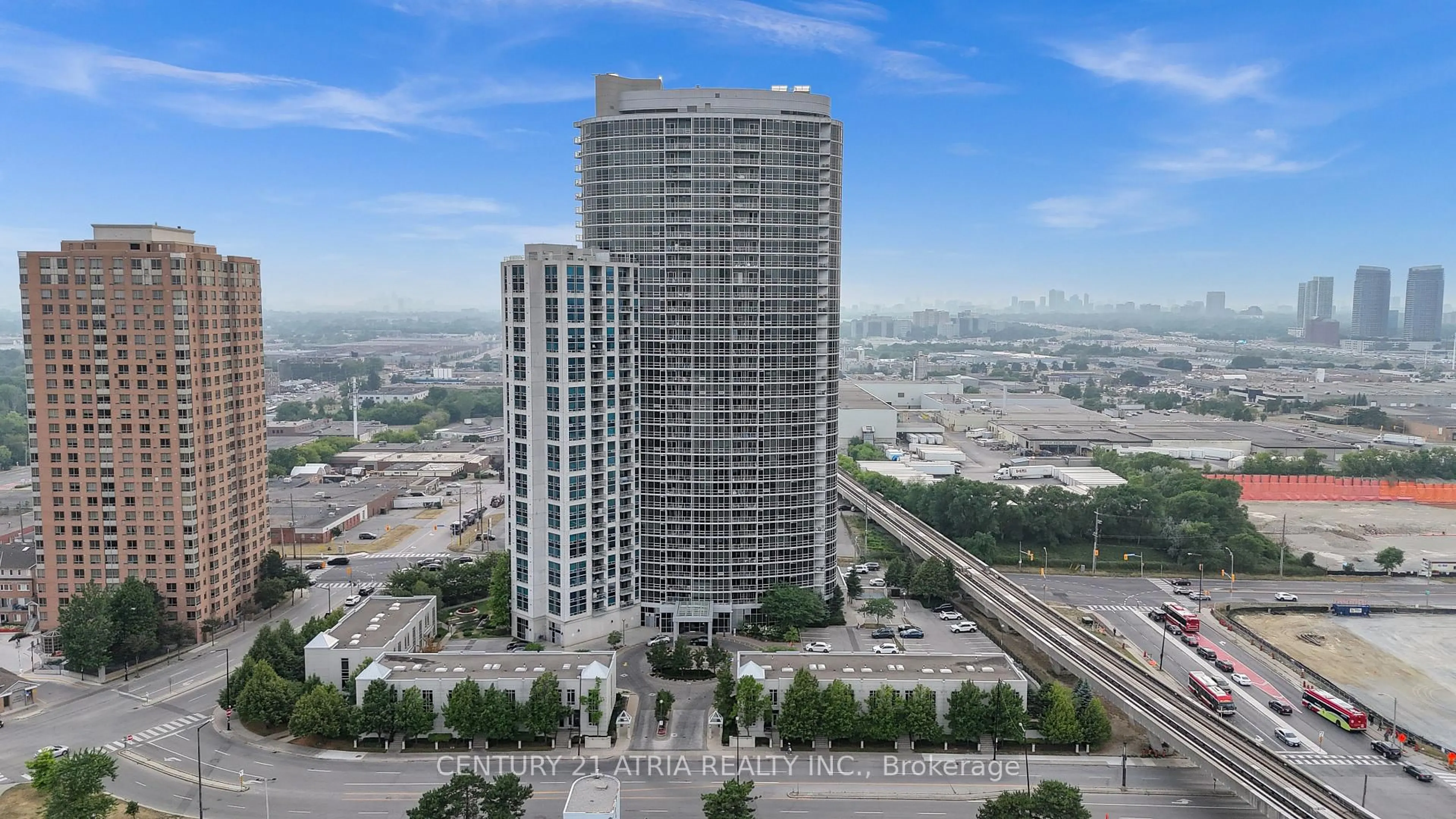 A pic from outside/outdoor area/front of a property/back of a property/a pic from drone, city buildings view from balcony for 83 Borough Dr #2804, Toronto Ontario M1P 5E4