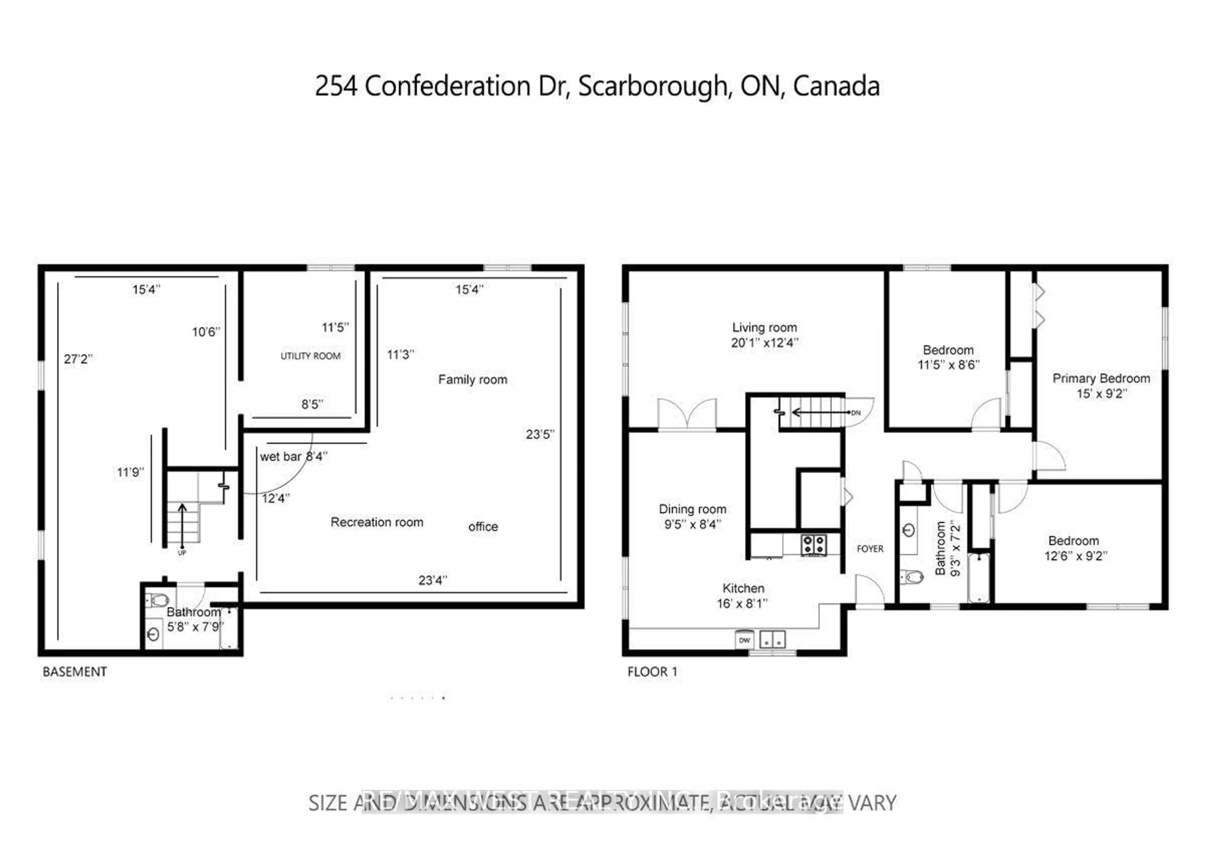 Floor plan for 254 Confederation Dr, Toronto Ontario M1G 1B5