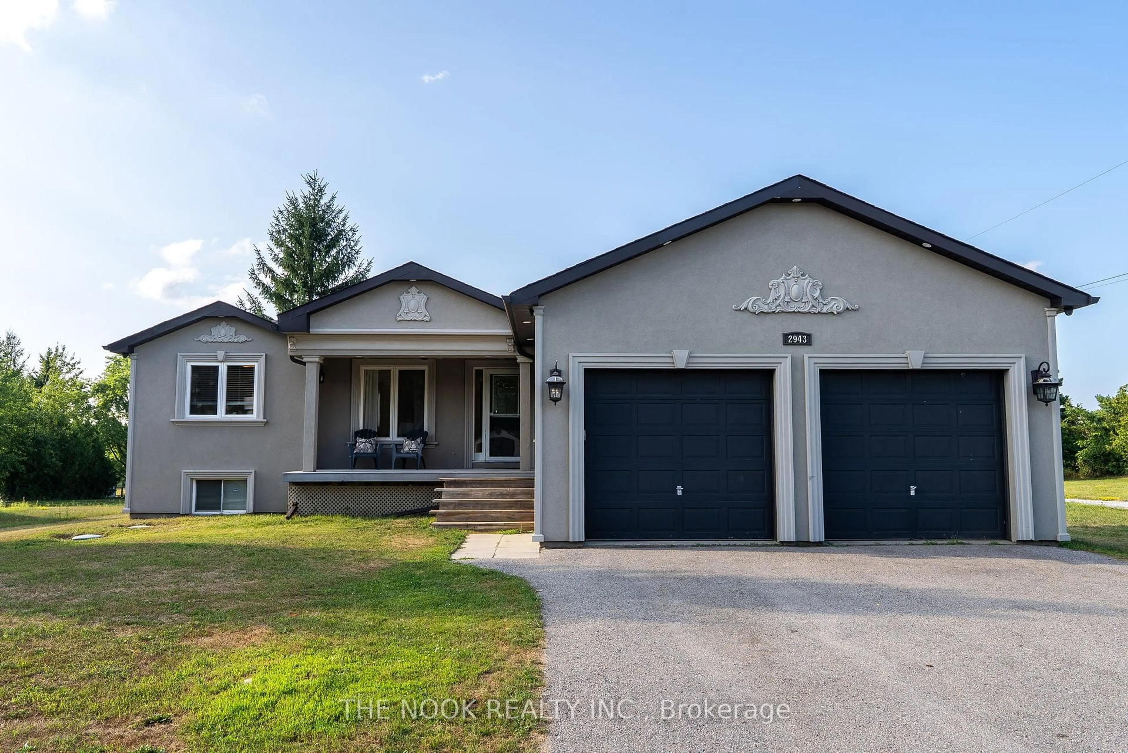 Home with vinyl exterior material, street for 2943 Pine Point Rd, Scugog Ontario L9L 1B4