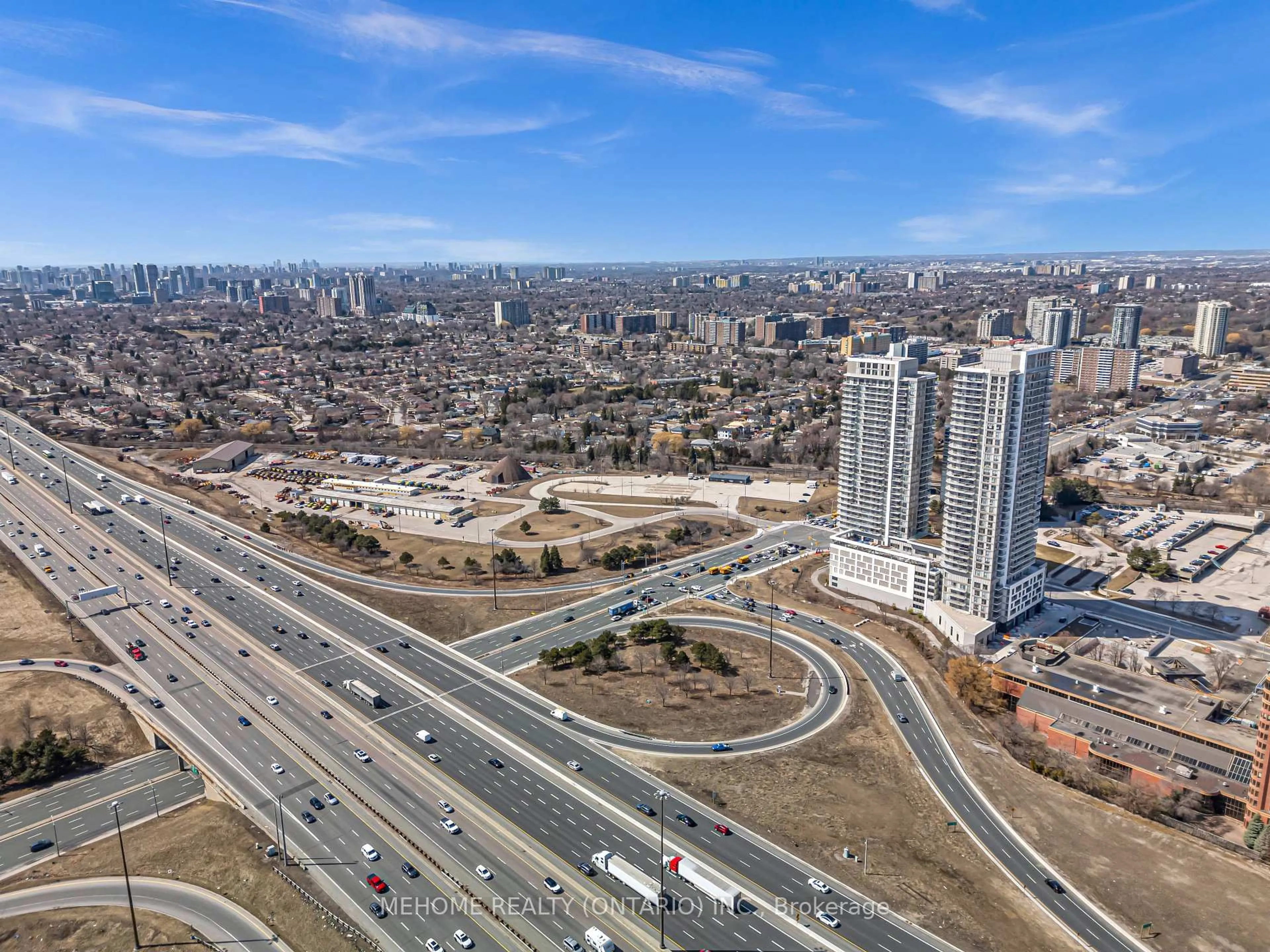 A pic from outside/outdoor area/front of a property/back of a property/a pic from drone, city buildings view from balcony for 2031 KENNEDY Rd #3325, Toronto Ontario M1T 0B8