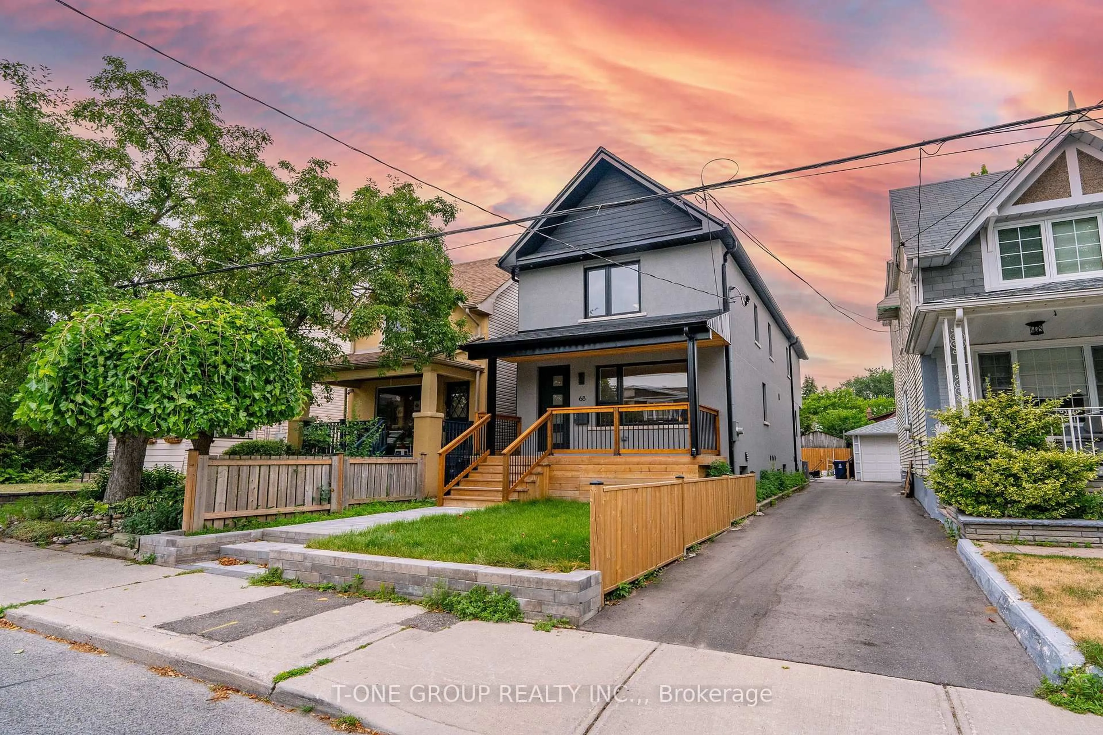 A pic from outside/outdoor area/front of a property/back of a property/a pic from drone, street for 68 Harris Ave, Toronto Ontario M4C 1P6