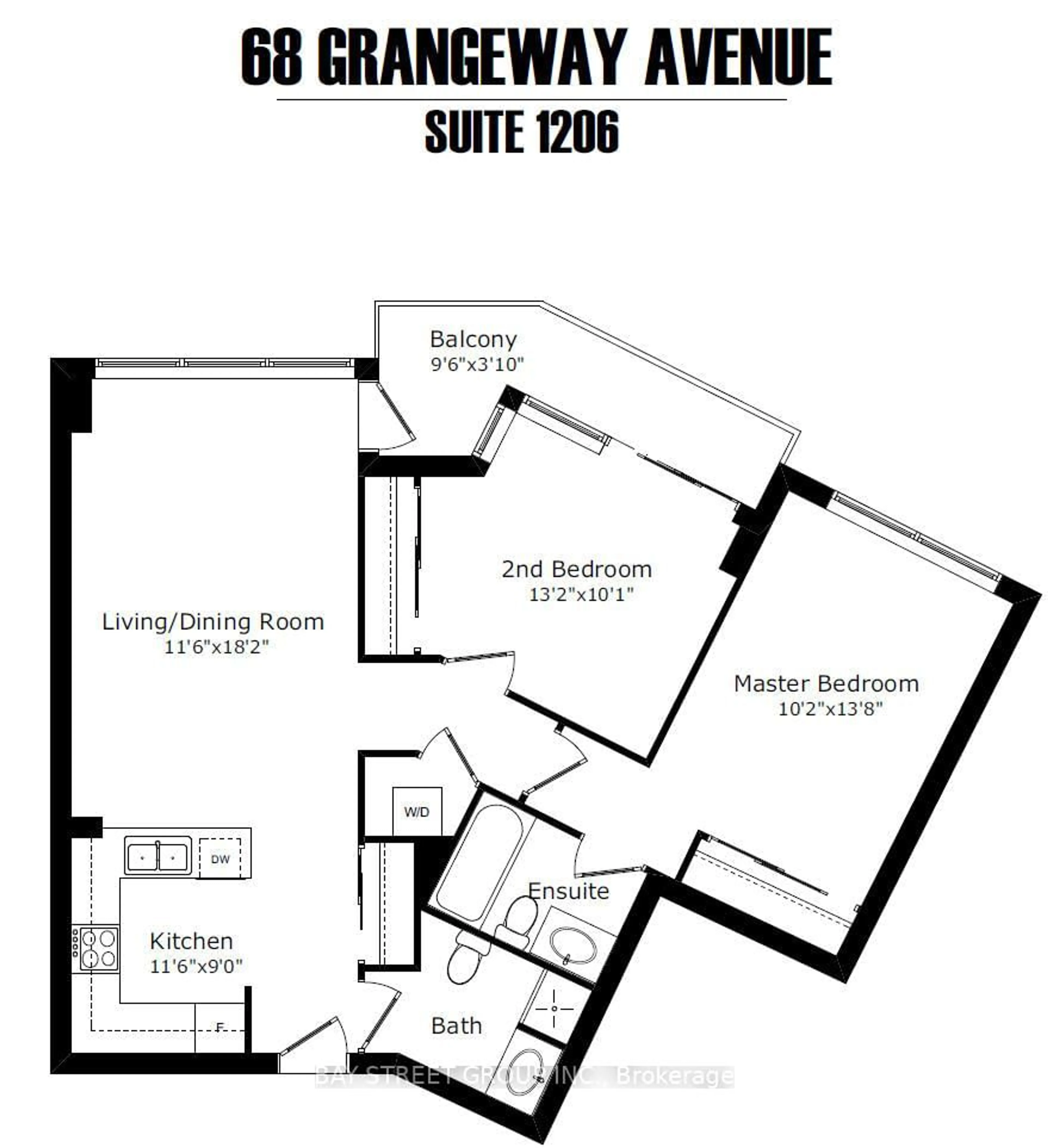 Floor plan for 68 Grangeway Ave #1206, Toronto Ontario M1H 0A1