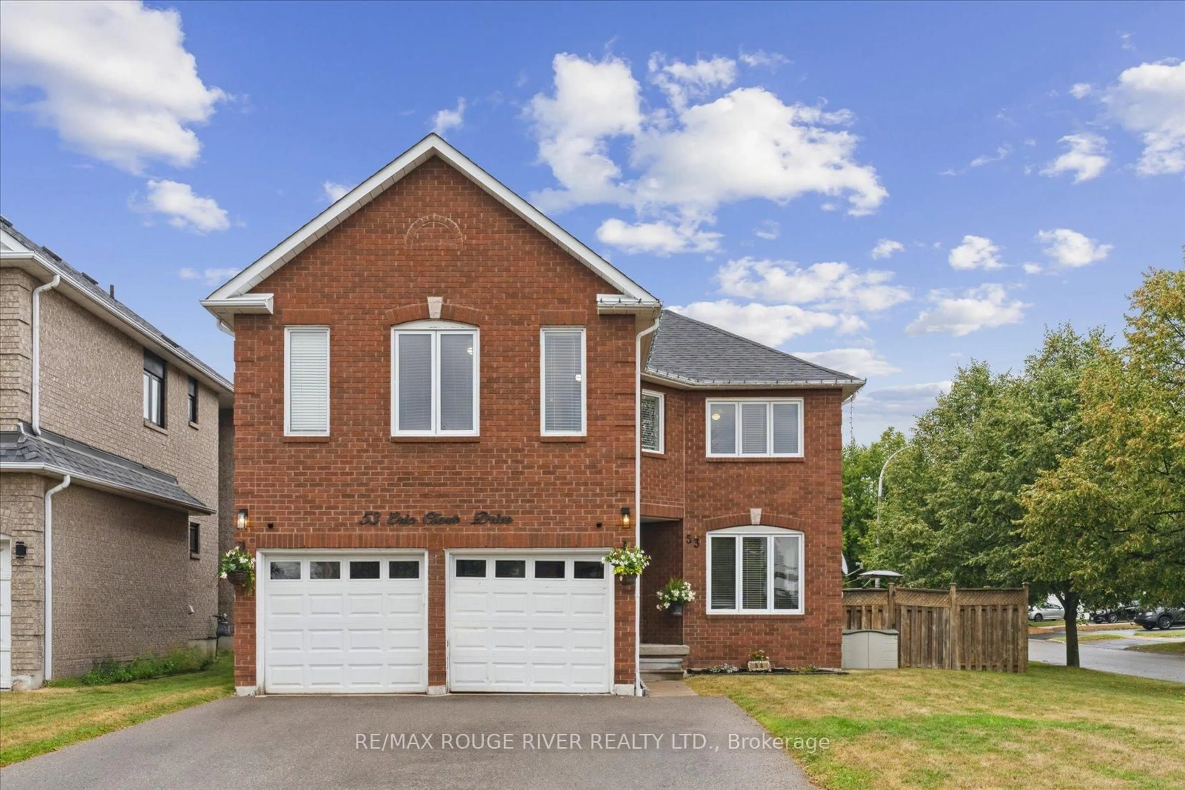 Home with brick exterior material, street for 53 Eric Clarke Dr, Whitby Ontario L1R 2H7