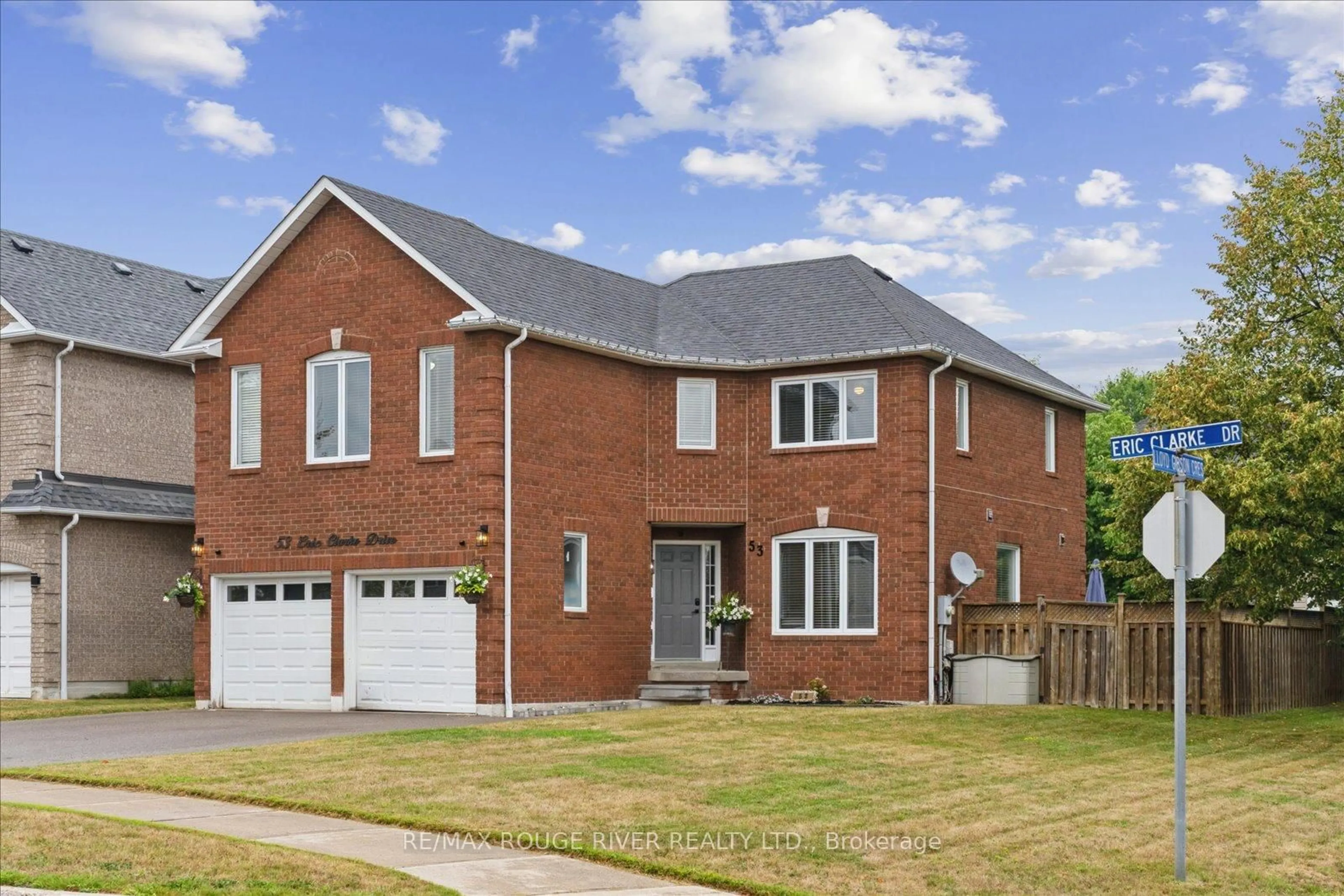 Home with brick exterior material, street for 53 Eric Clarke Dr, Whitby Ontario L1R 2H7