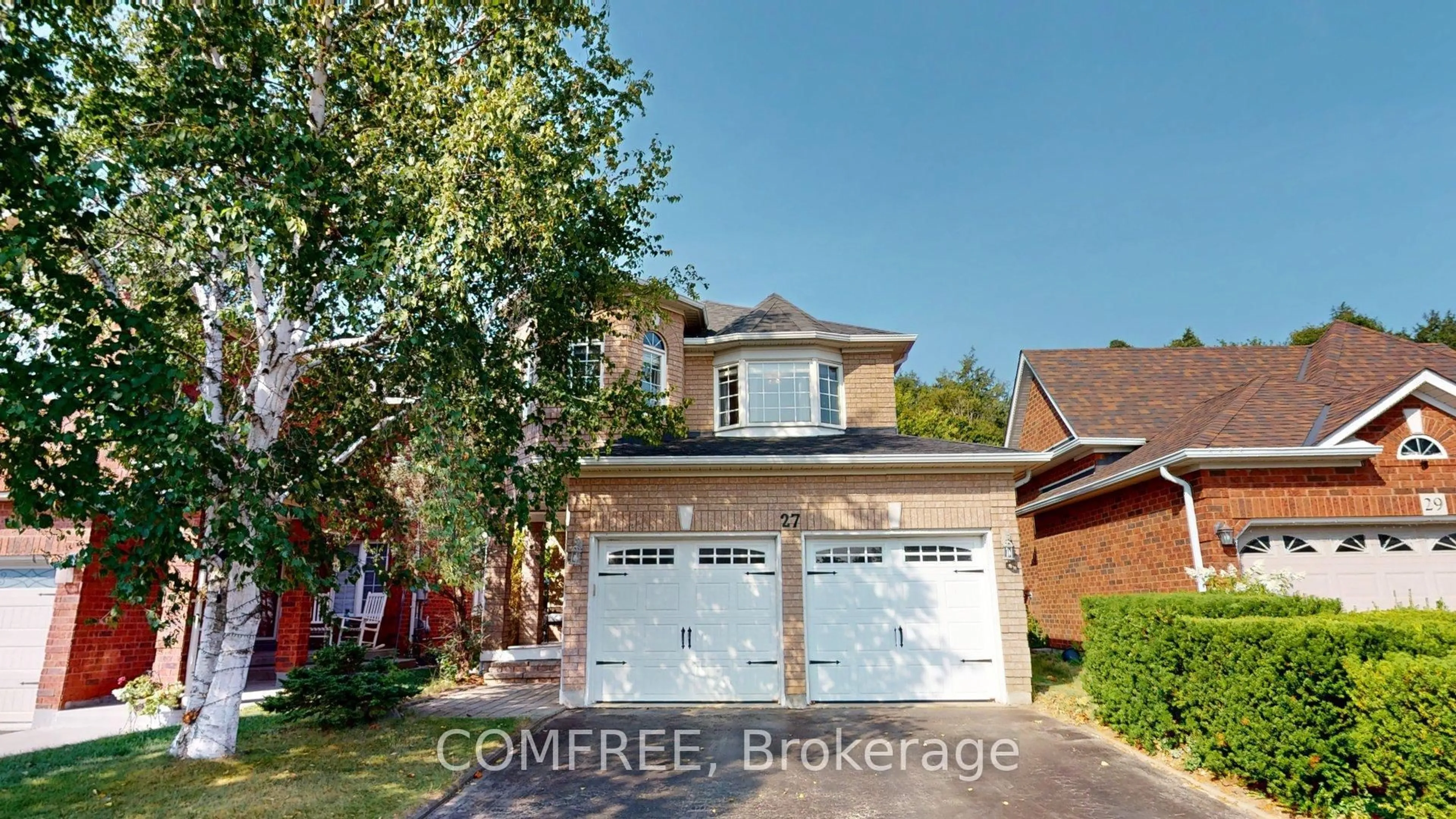 Home with brick exterior material, street for 27 Markwood Cres, Whitby Ontario L1R 2S3